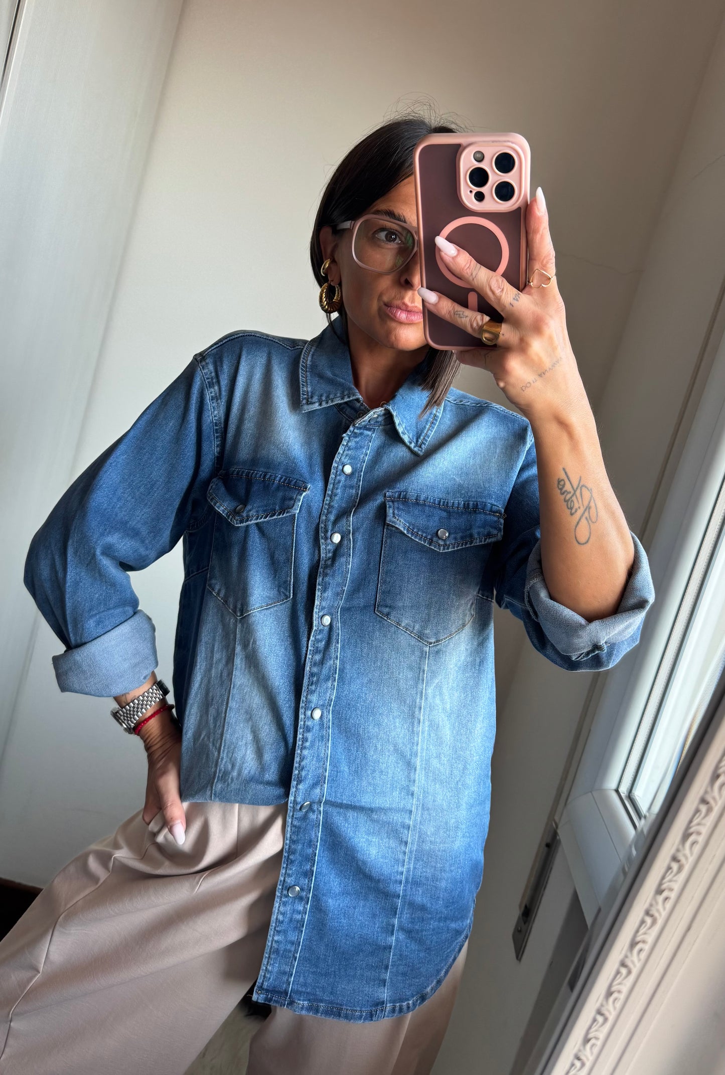Camicia denim over