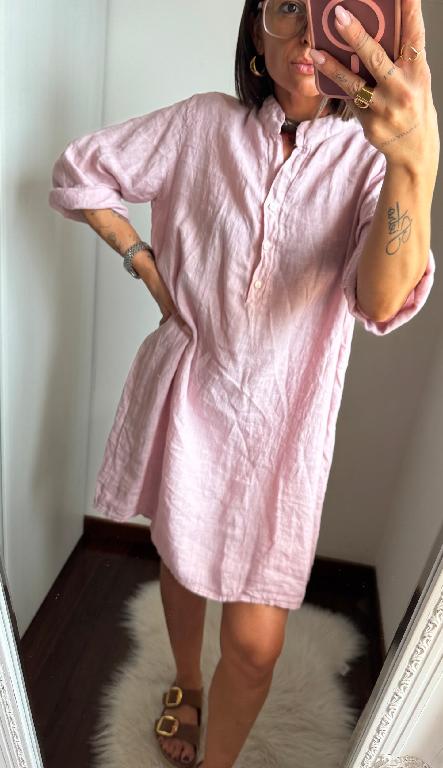 Abito a camicia in lino