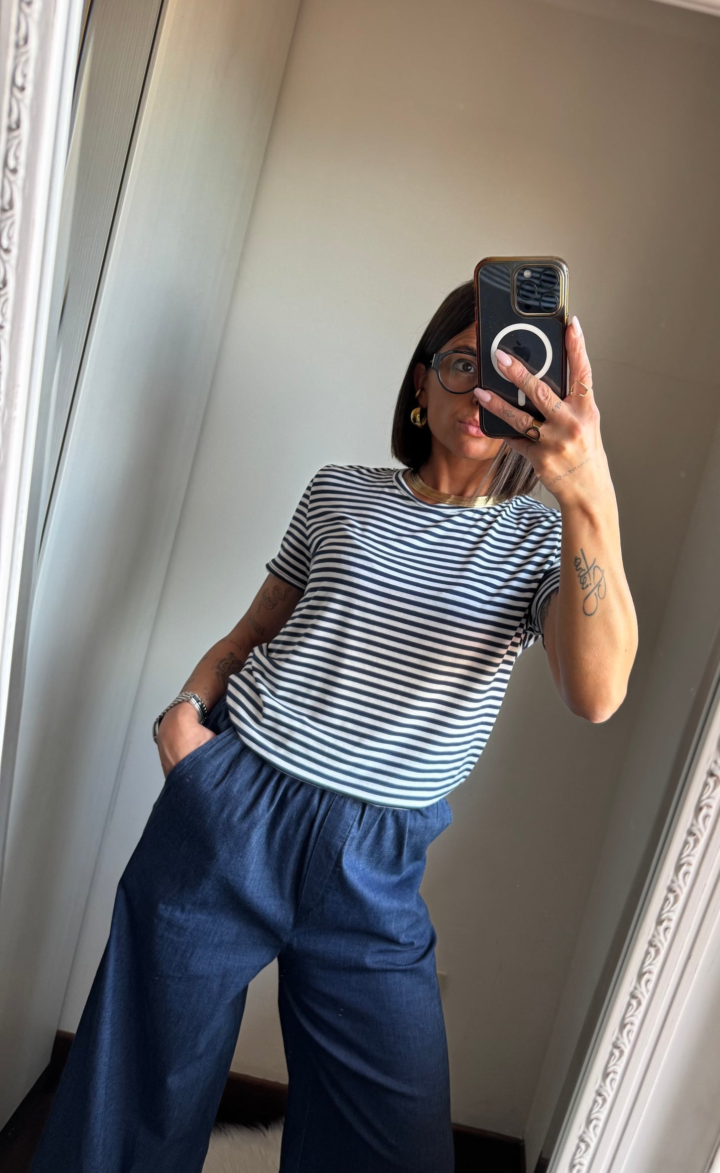 T-shirt righe bianche/blu