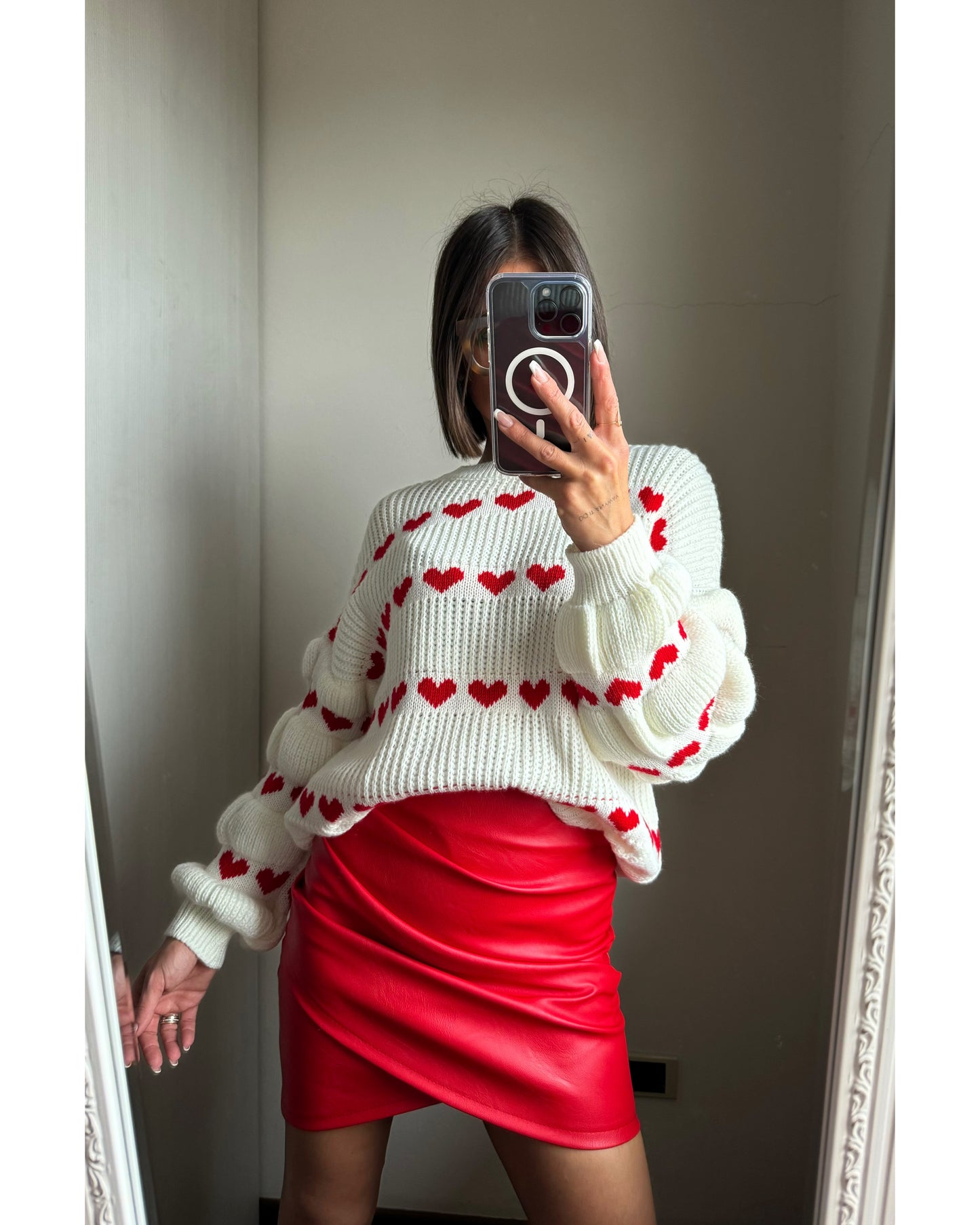 Gonna ecopelle rossa