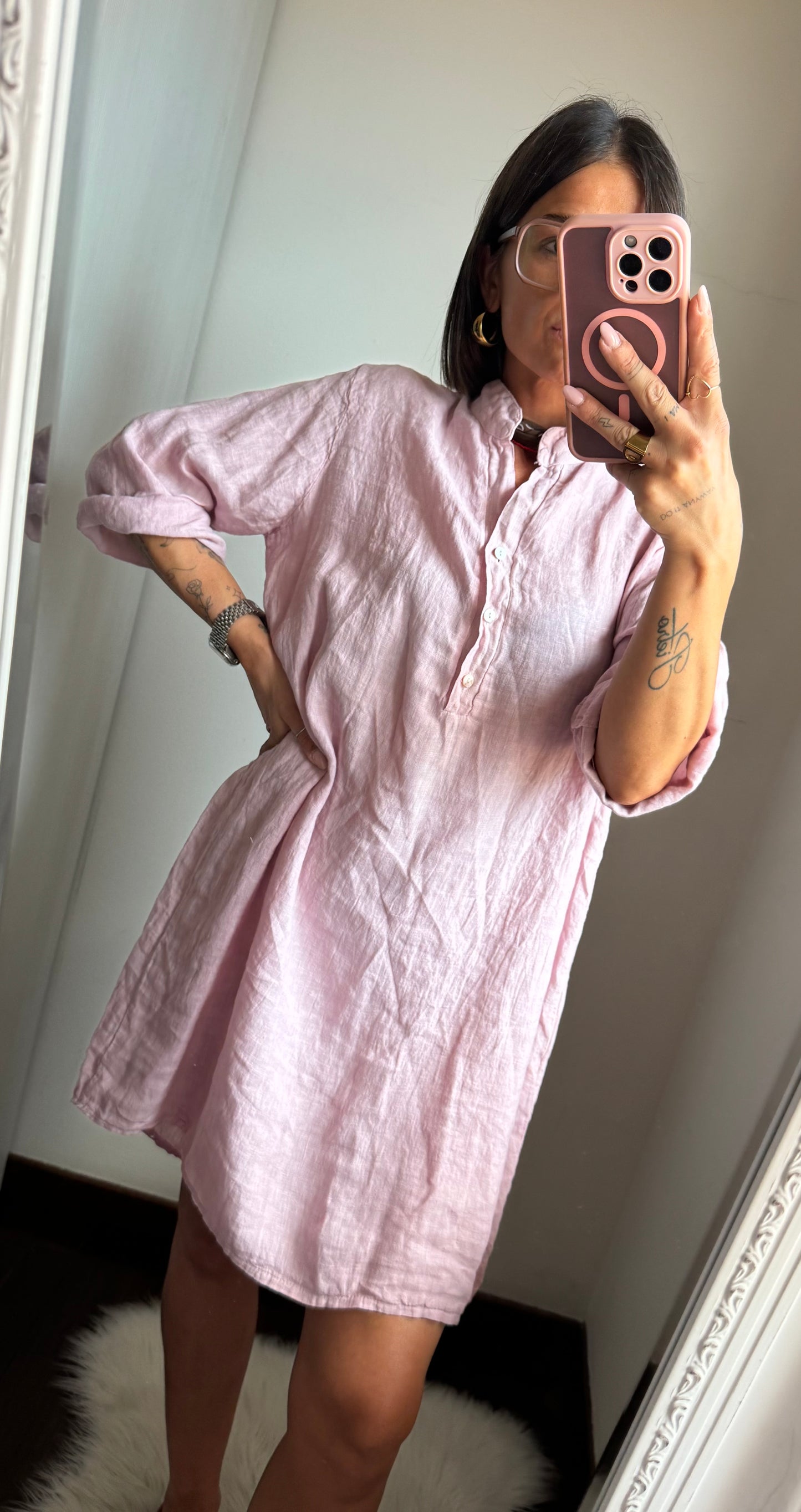 Abito a camicia in lino
