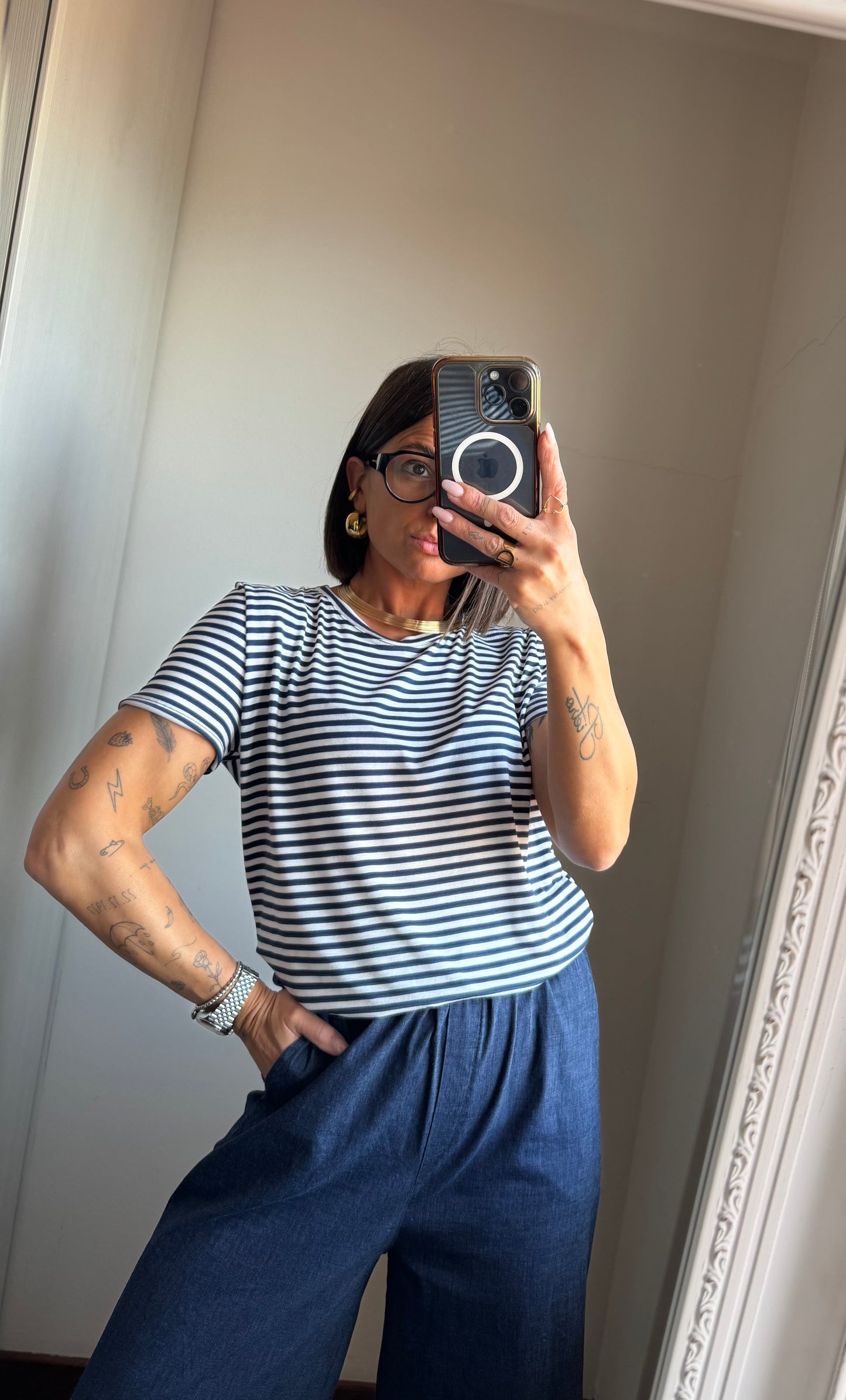T-shirt righe bianche/blu
