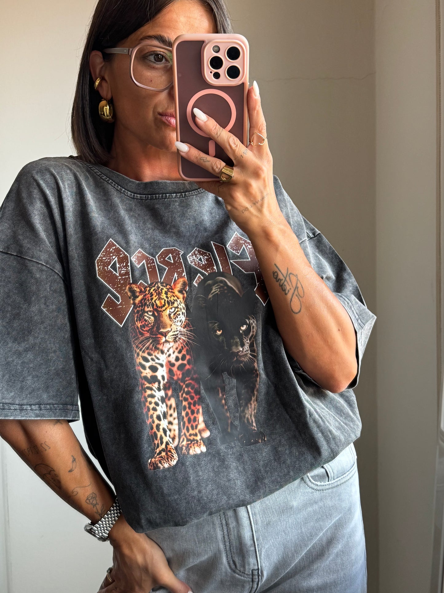 T-shirt over tiger