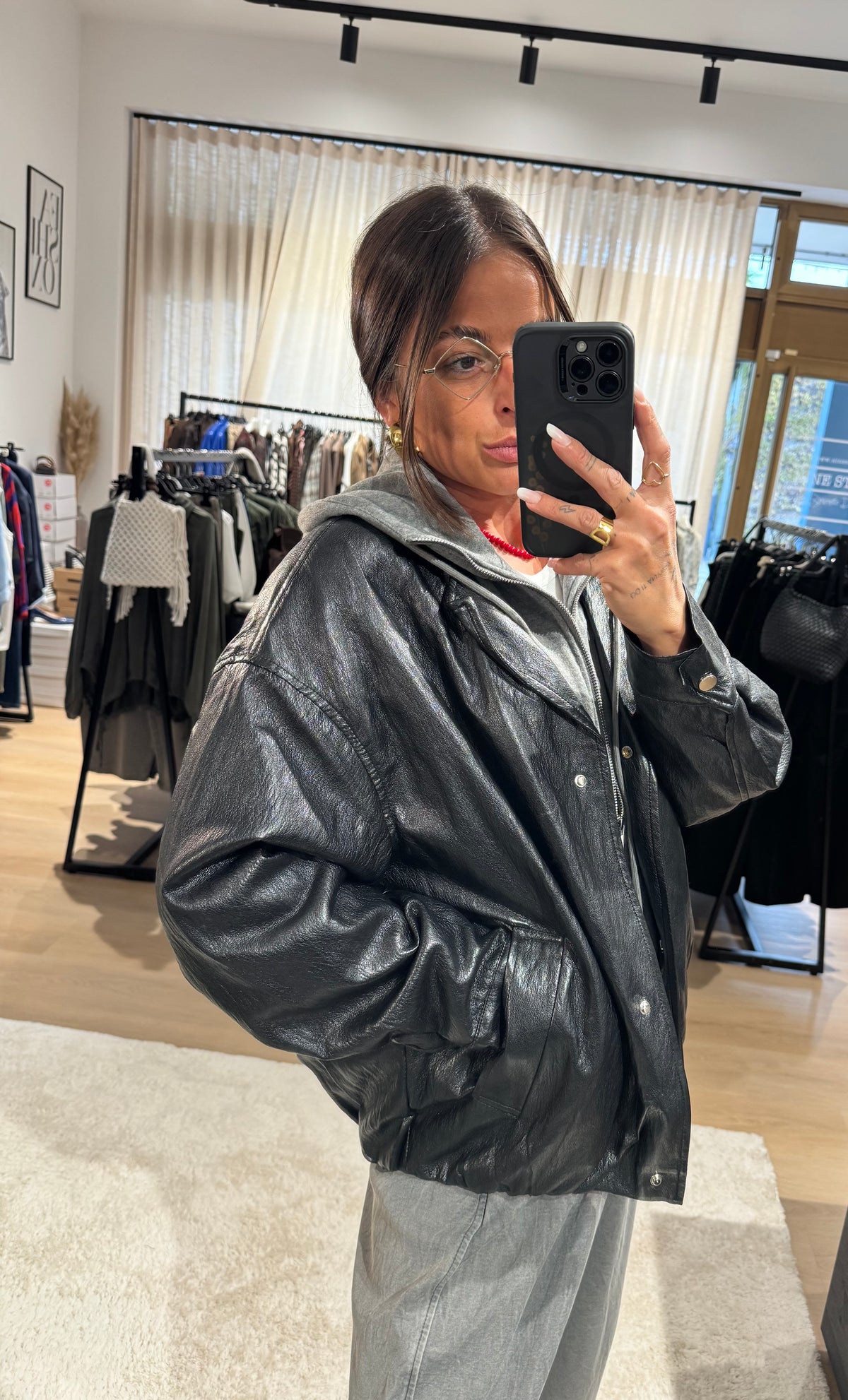 Contrast hooded jacket