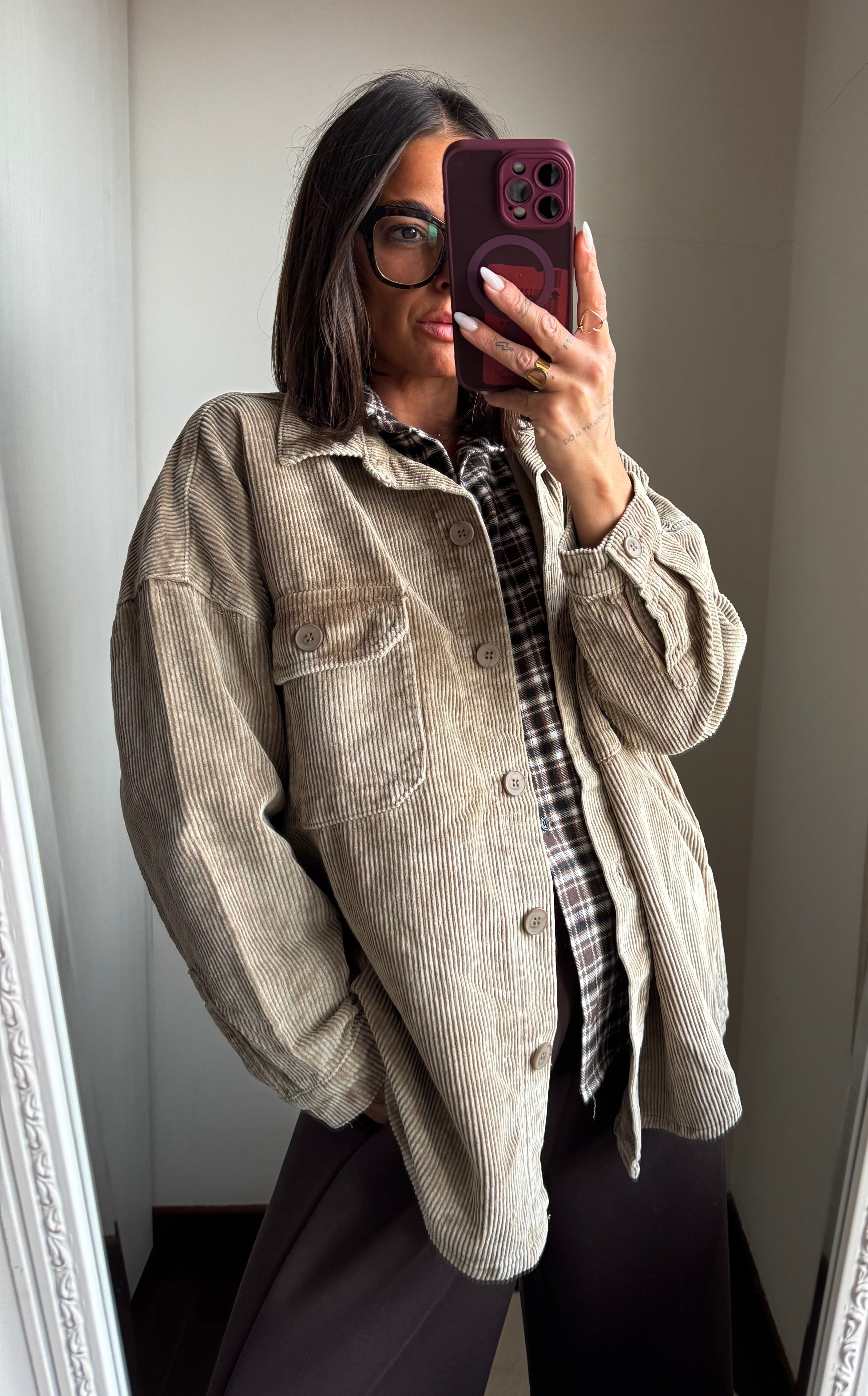 Giacca a camicia in velluto