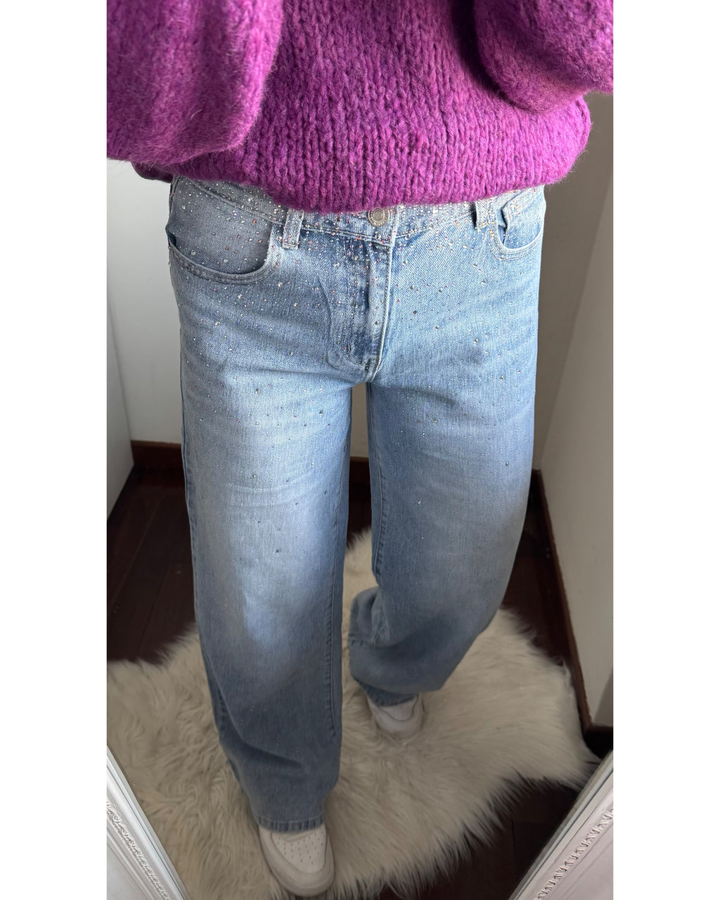 Jeans a palazzo strass