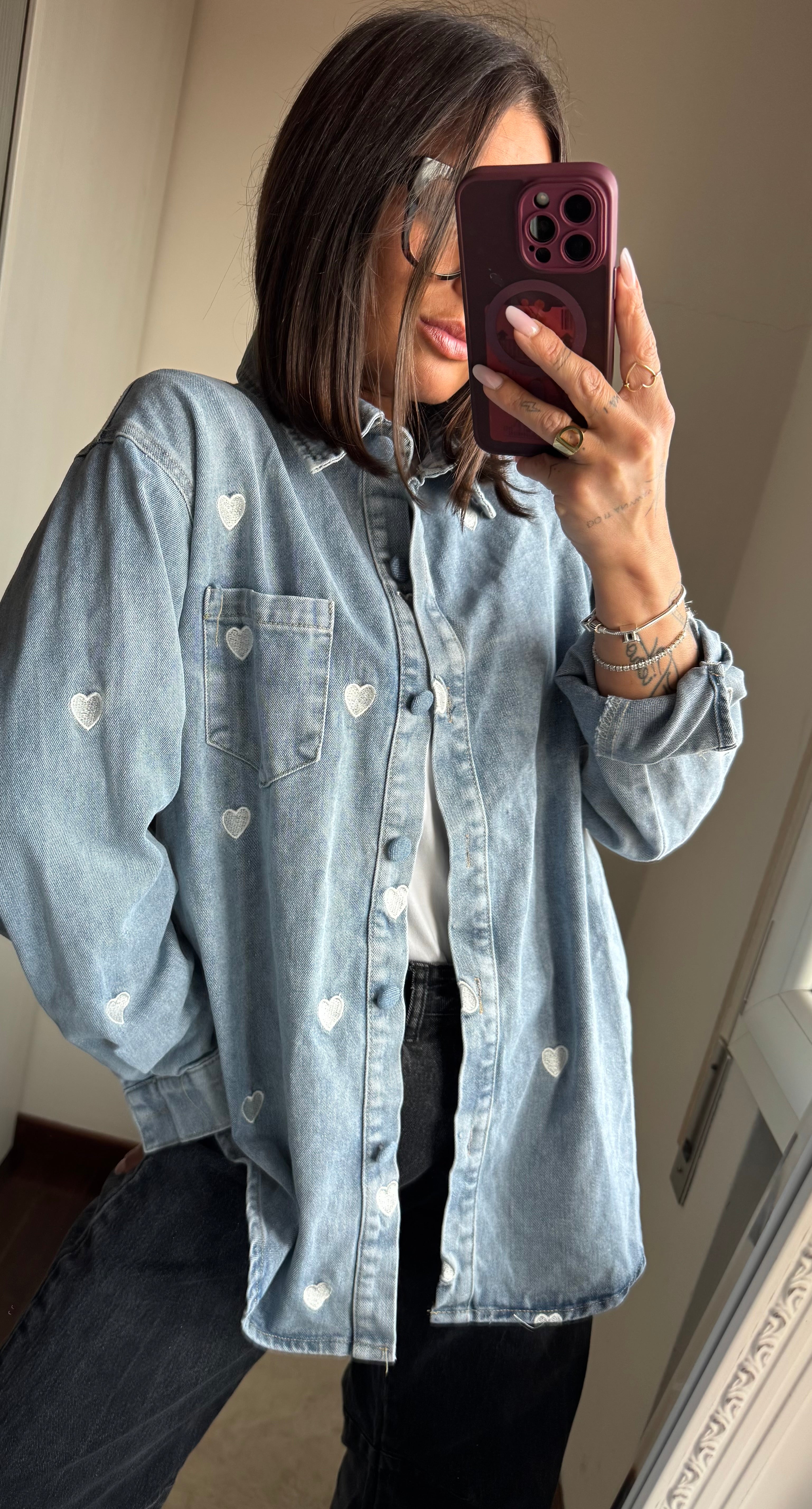 Giacca a camicia cuori