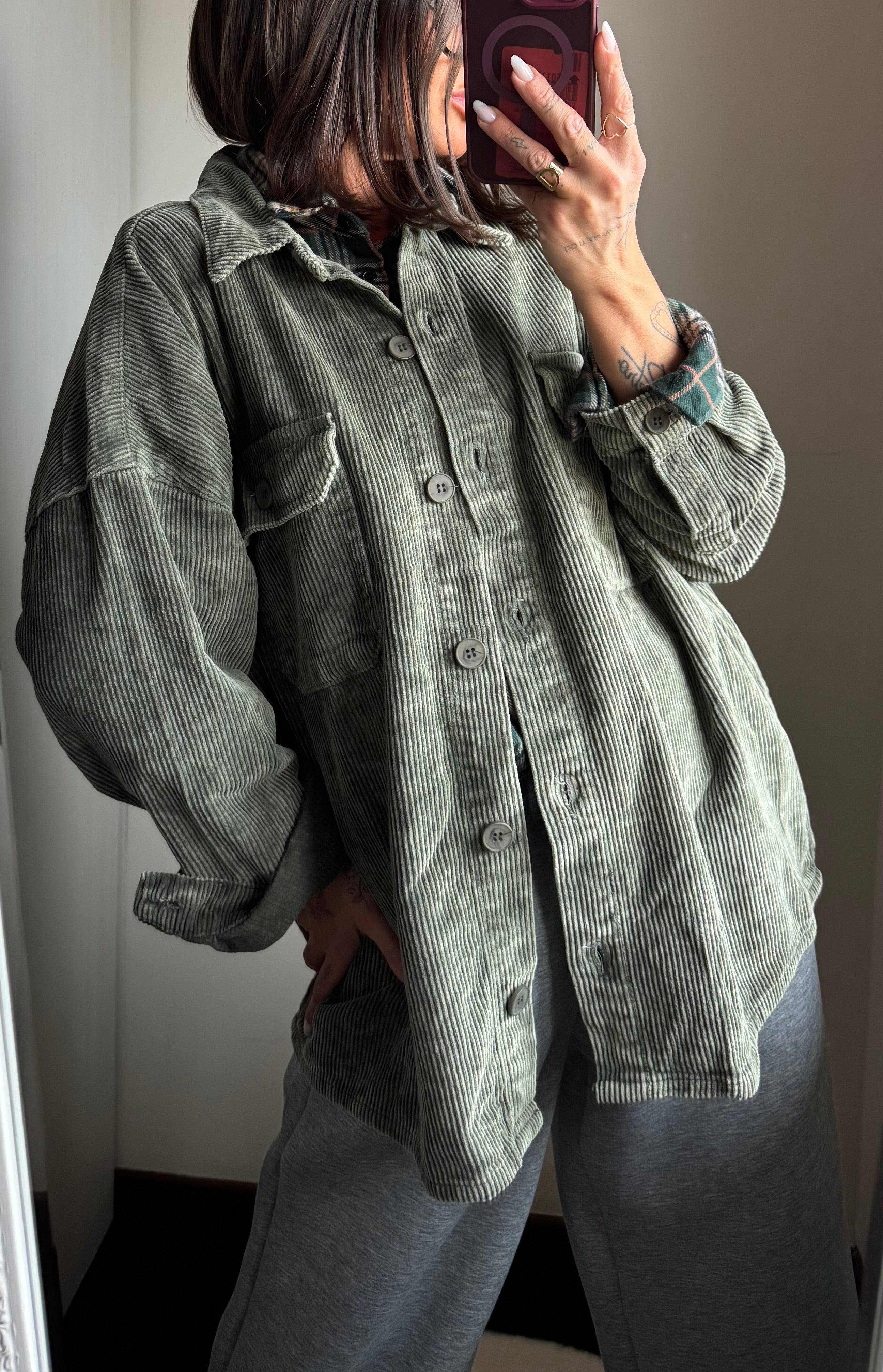 Giacca a camicia in velluto