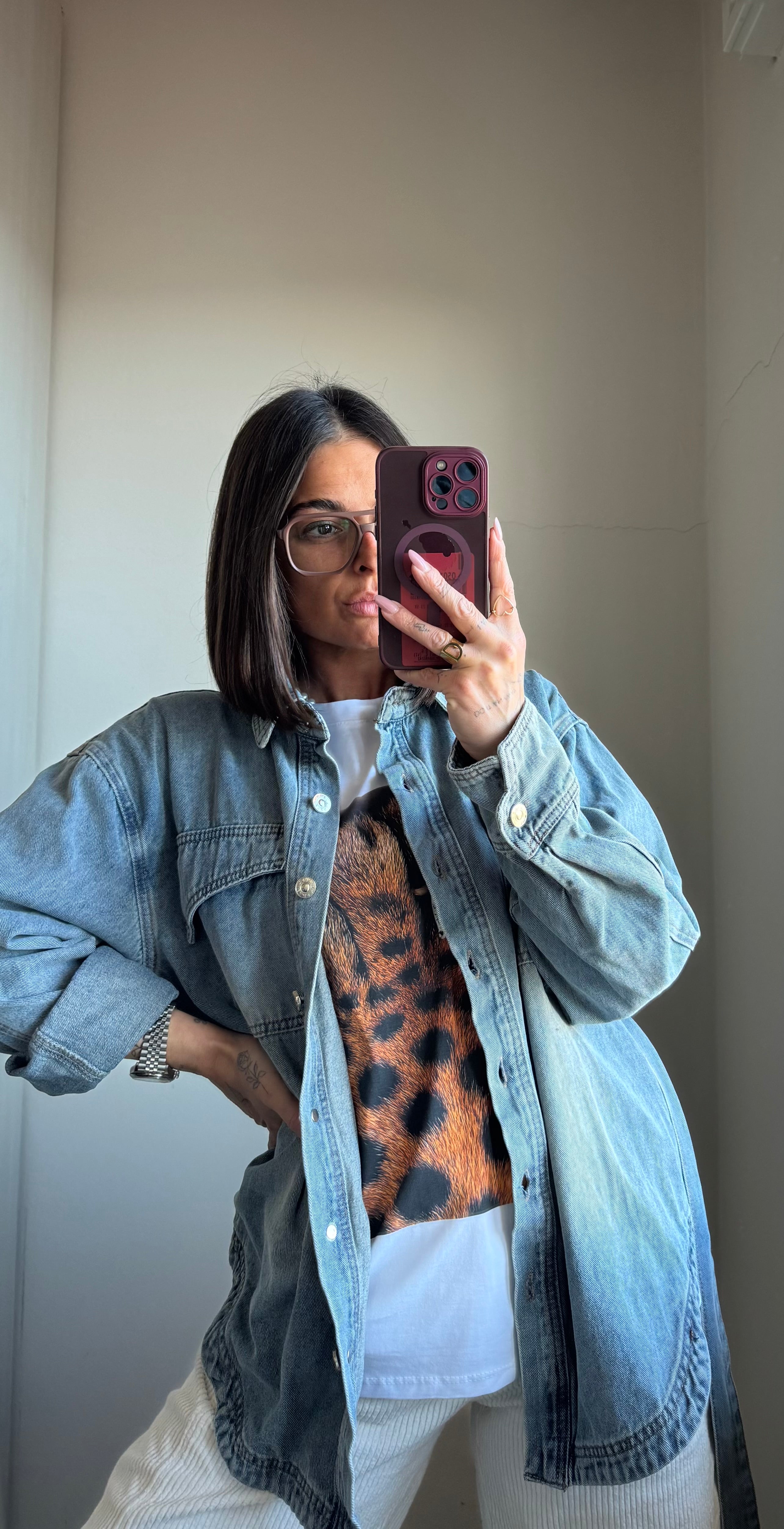 Giacca in denim con cintura in vita