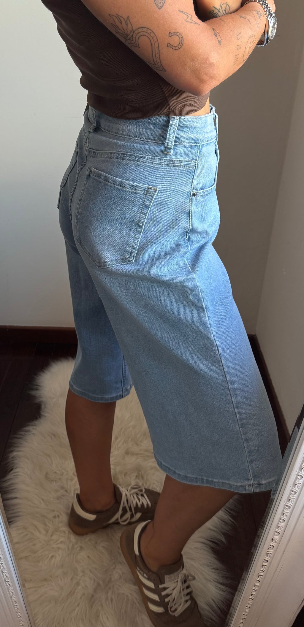 Bermuda in denim elasticizzato