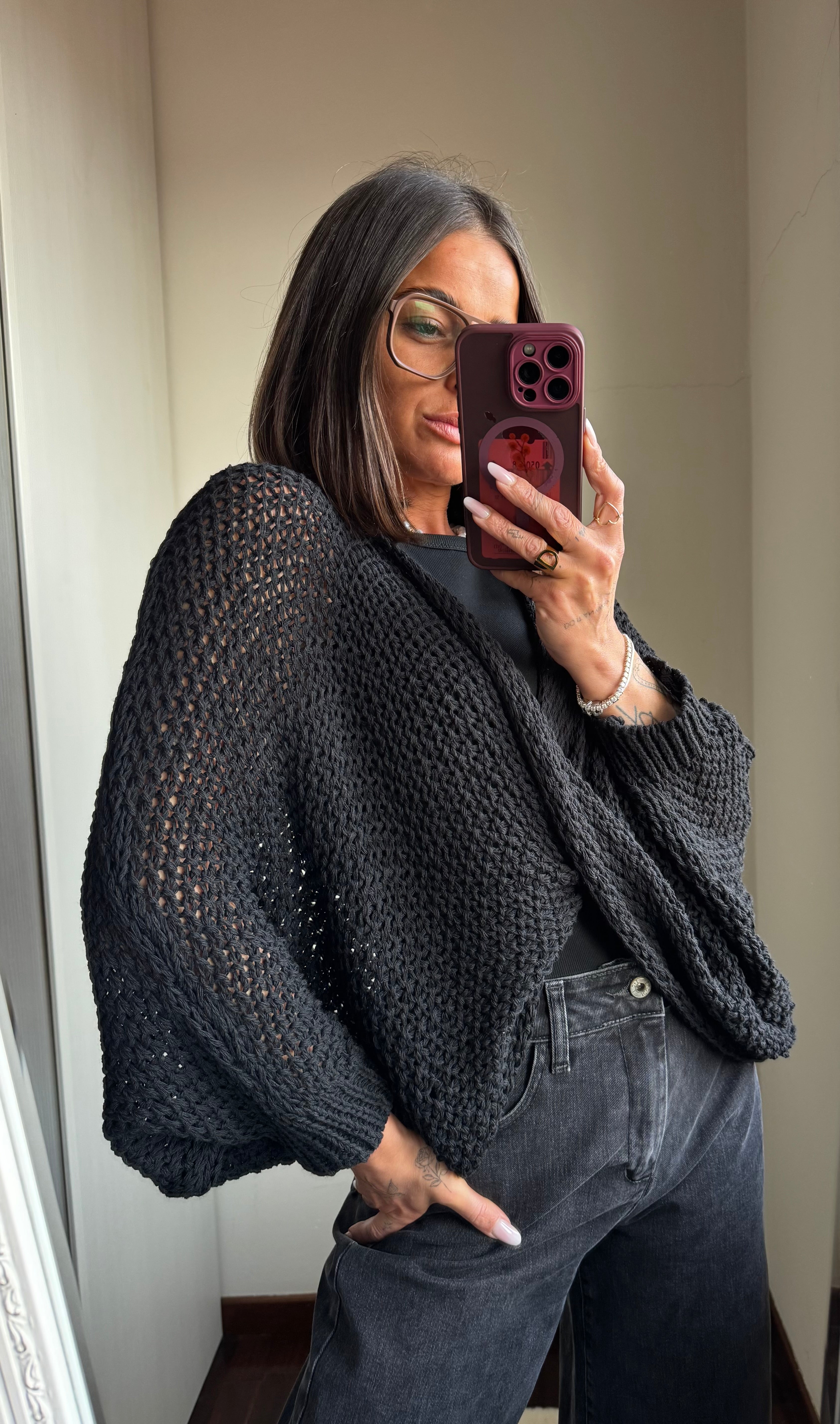 Maglia traforata incrocio