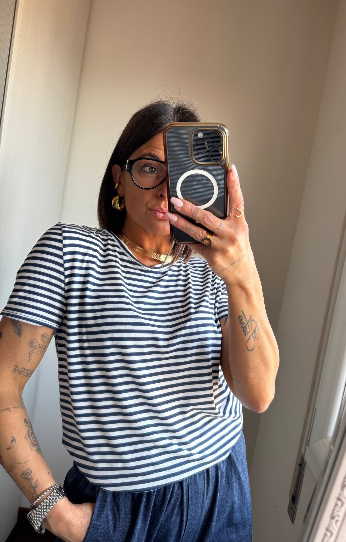 T-shirt righe bianche/blu