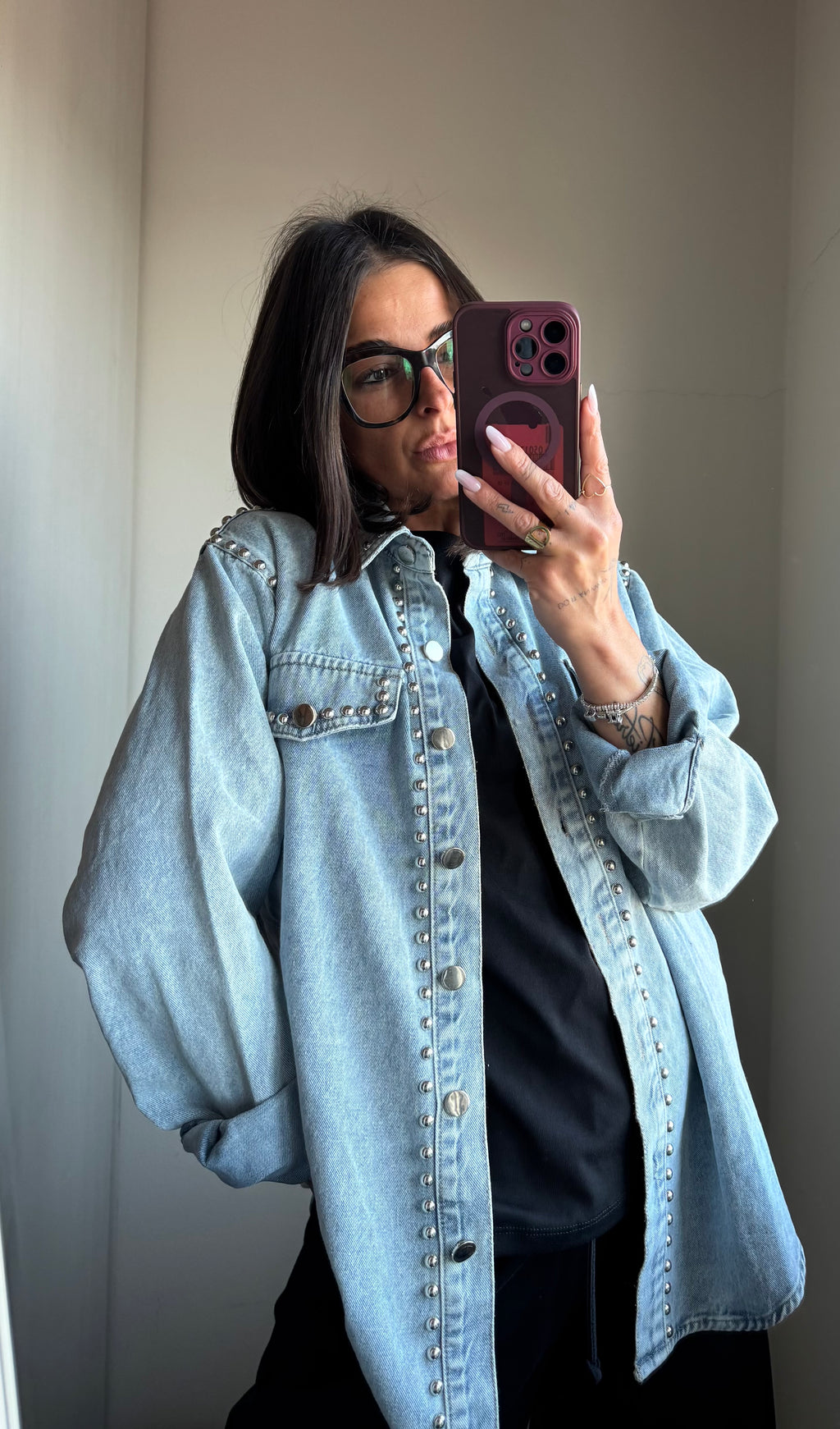 Giacca a camicia borchie