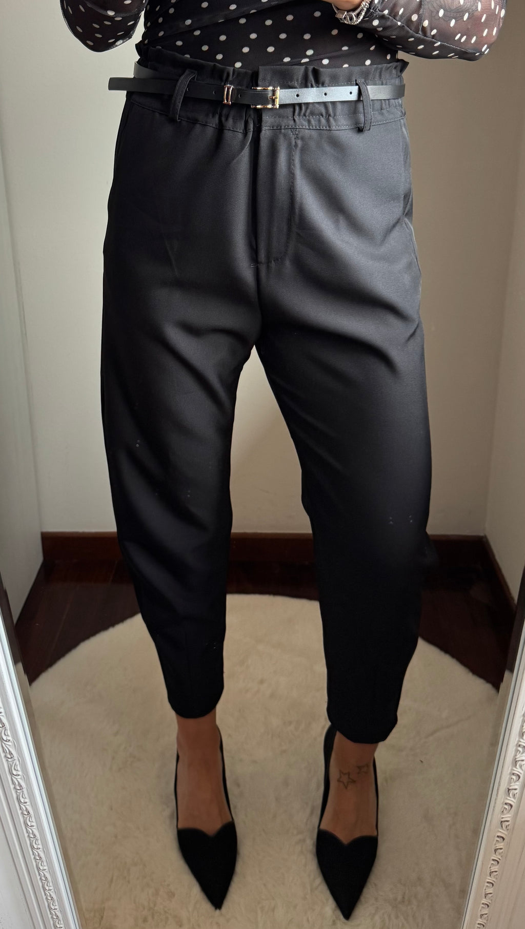 Pantalone a caramella nero Camilla