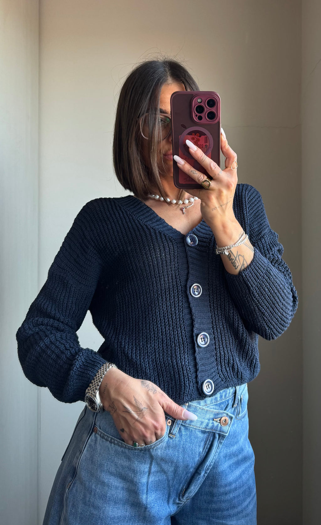 Cardigan basic cotone