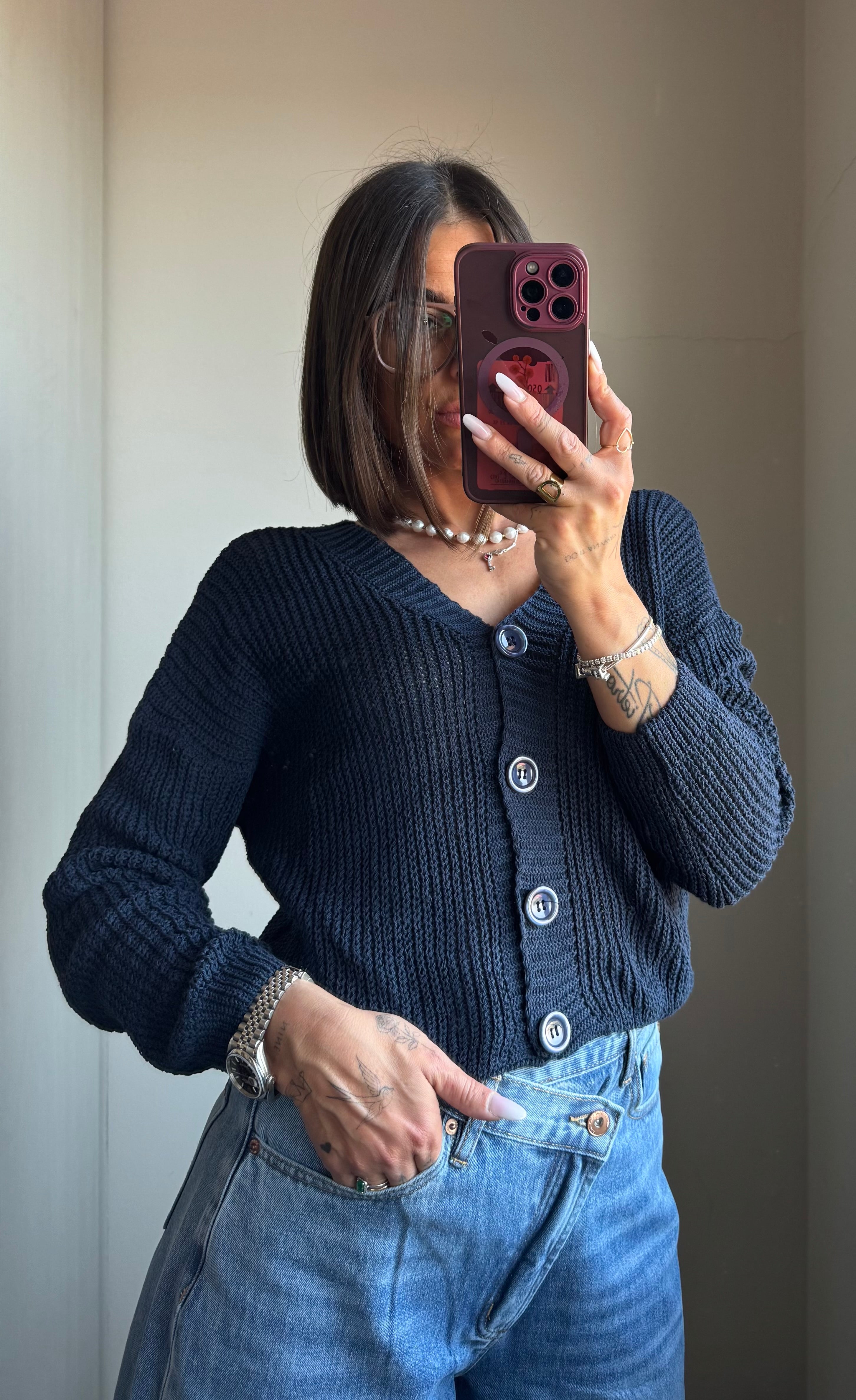 Cardigan basic cotone