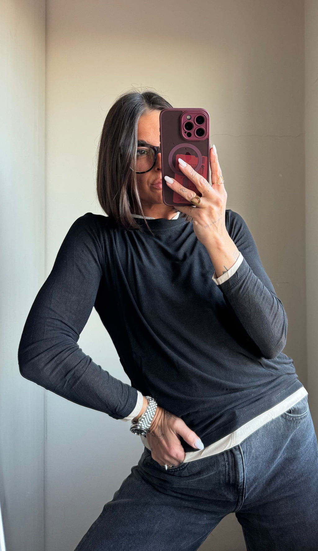 Maglia cashmere con inserto