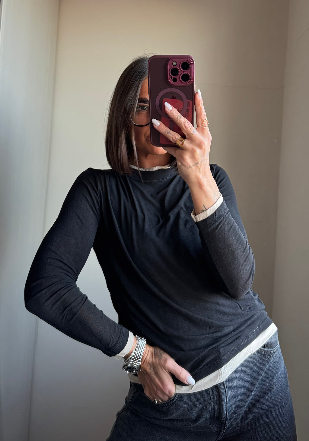 Maglia cashmere con inserto