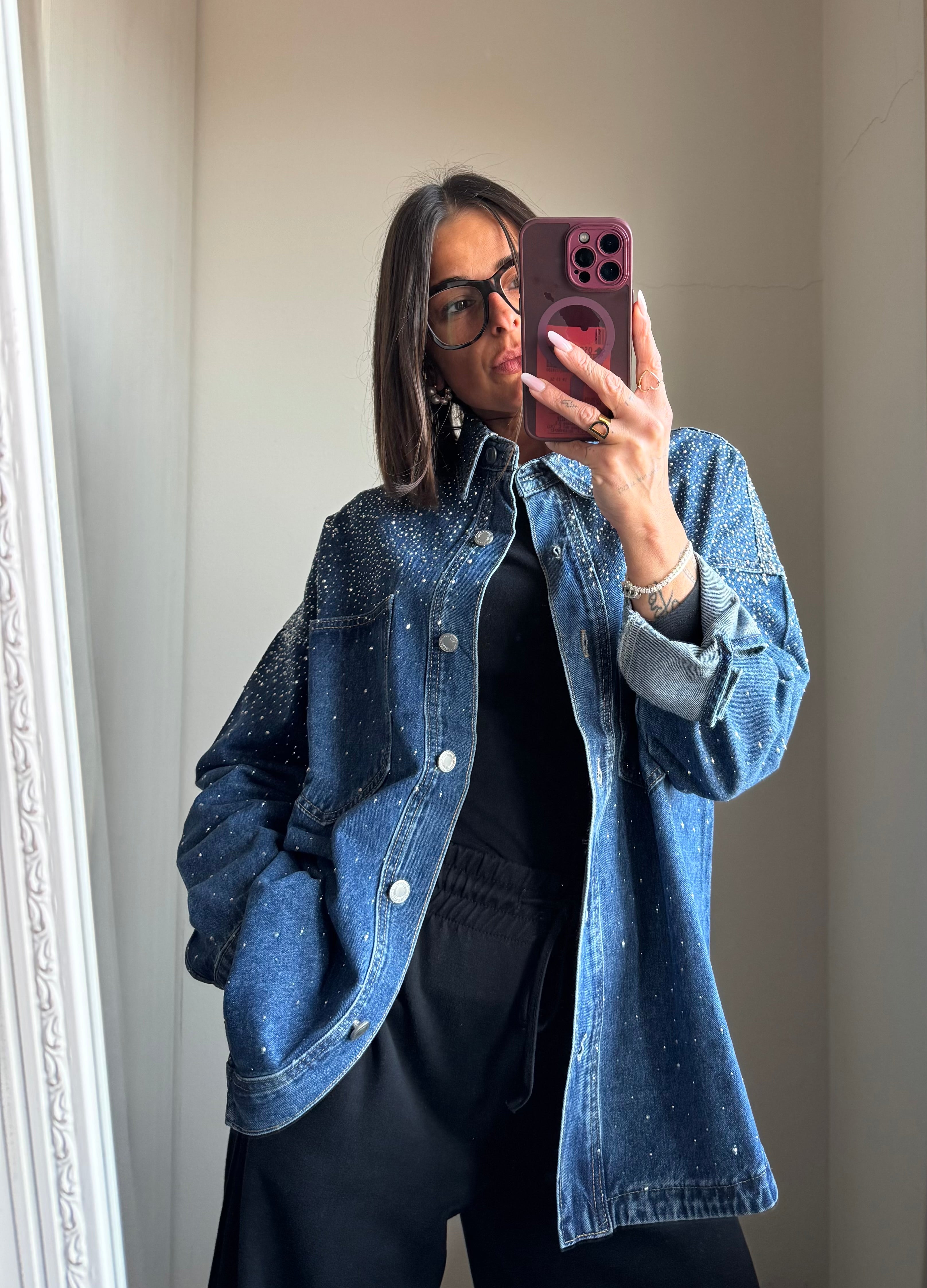 Giacca a camicia glitter