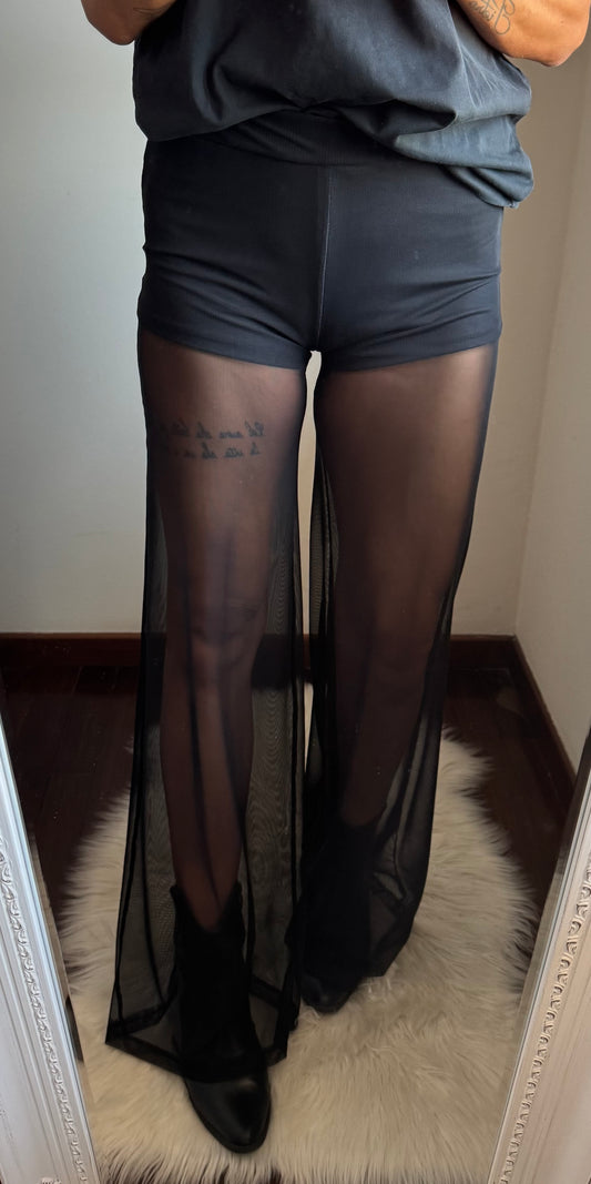 Pantalone palazzo con trasparenza