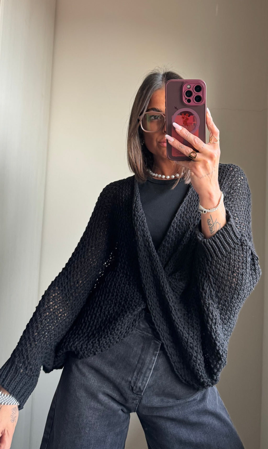 Maglia traforata incrocio