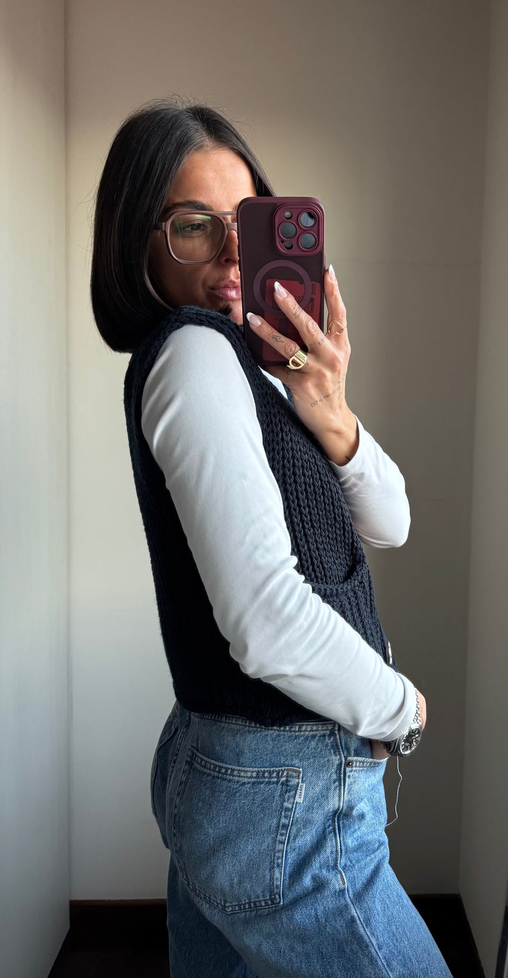 Gilet in maglia intrecciata