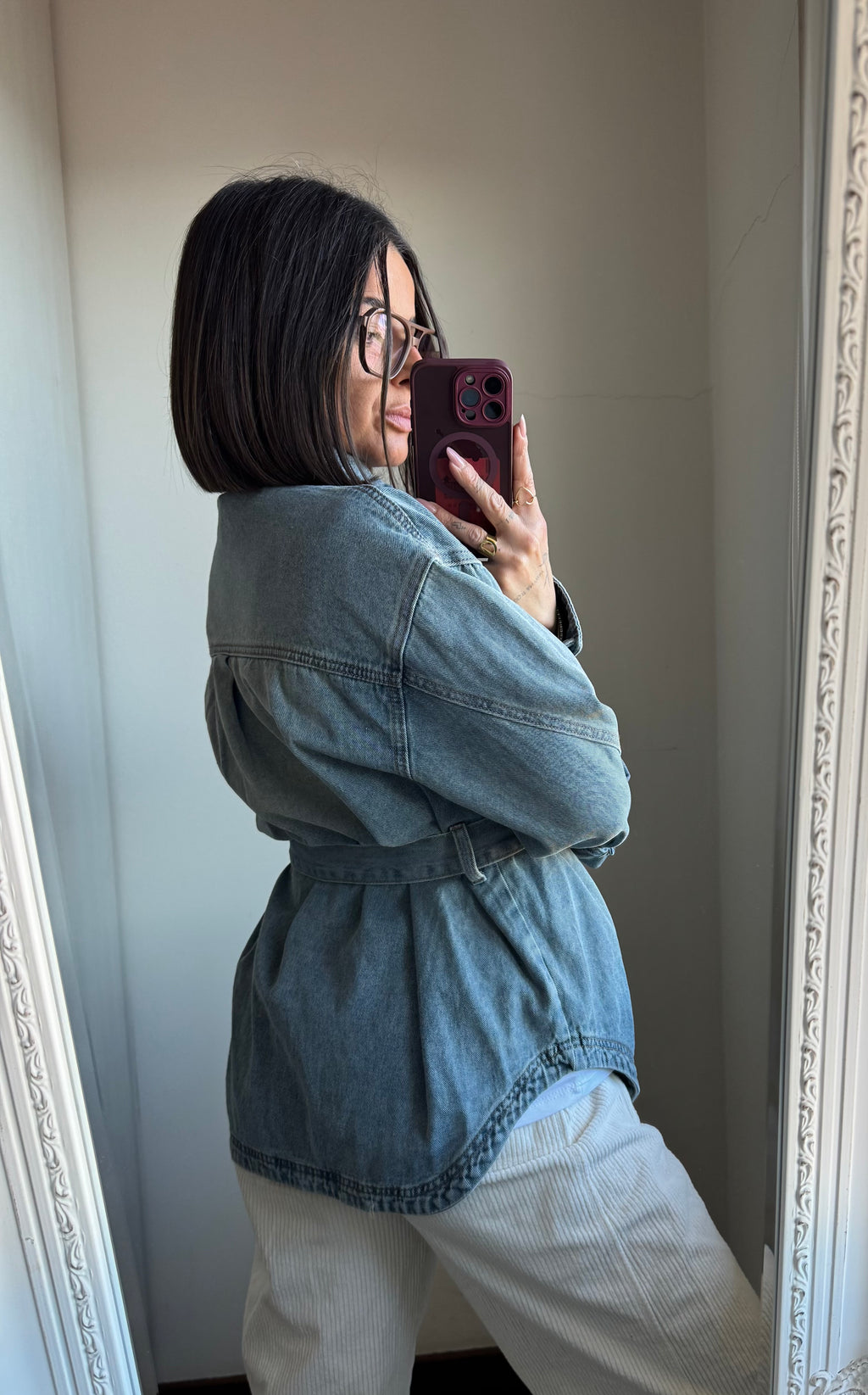 Giacca in denim con cintura in vita