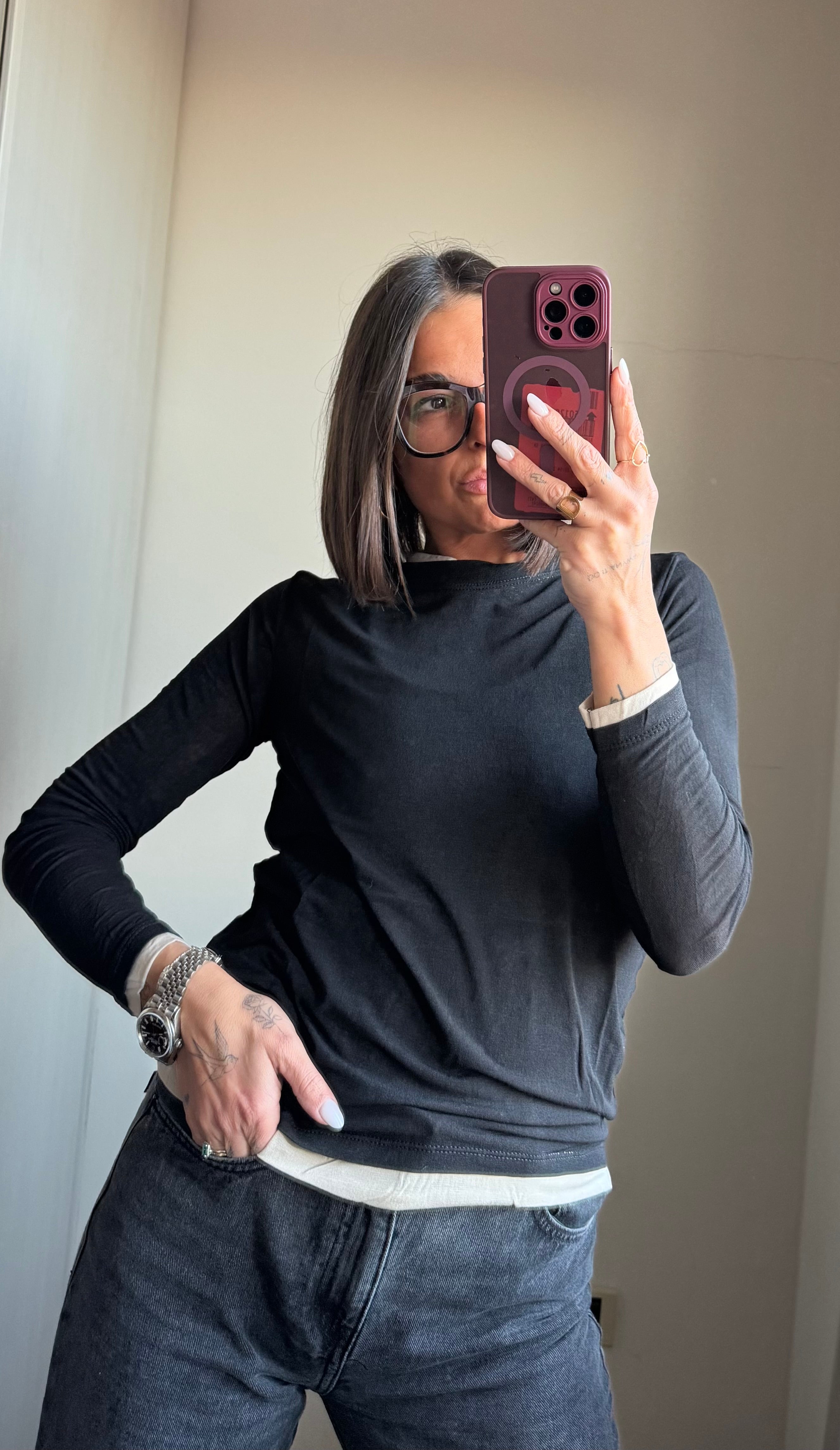 Maglia cashmere con inserto