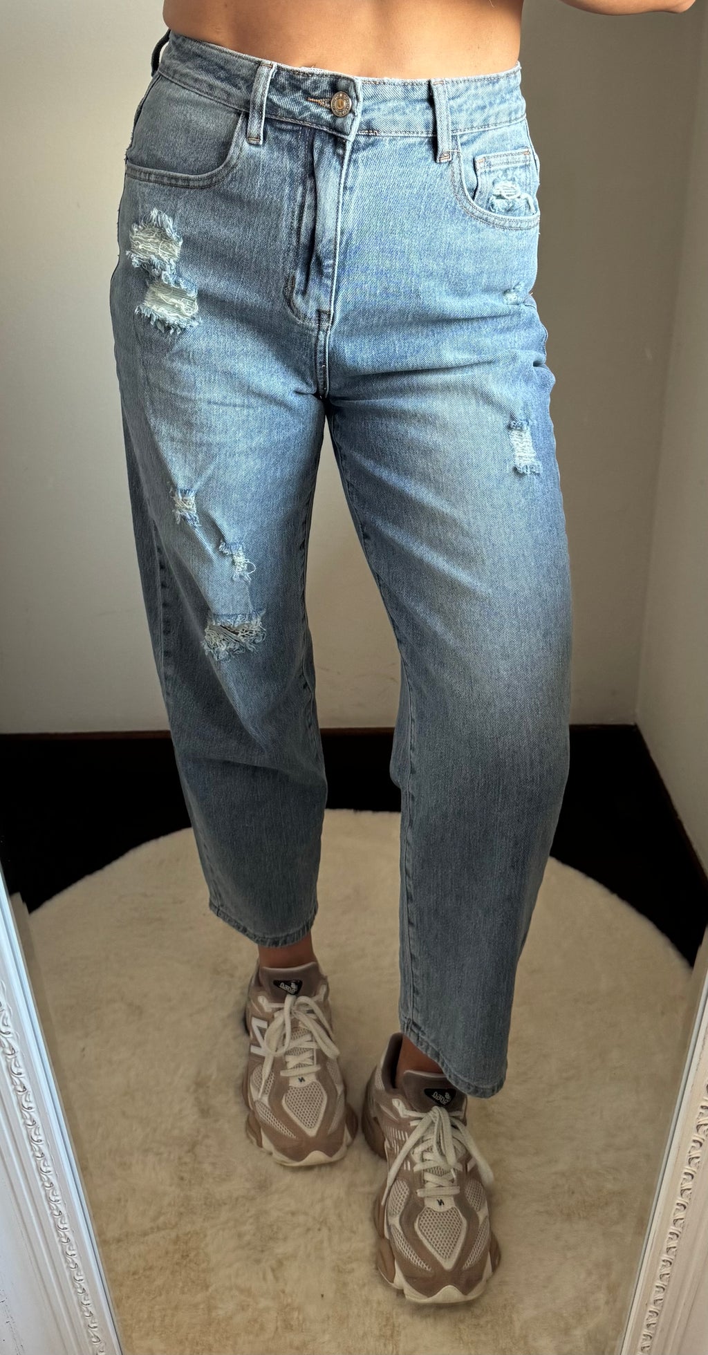 Jeans MOM FIT strappi