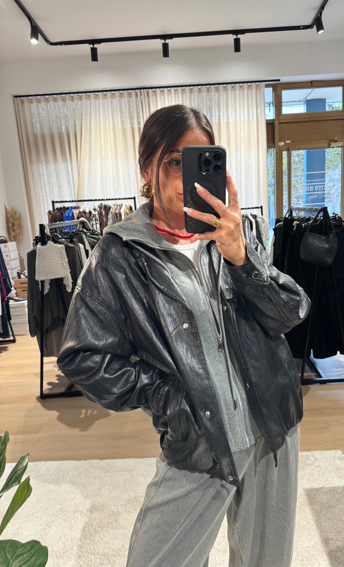 Contrast hooded jacket