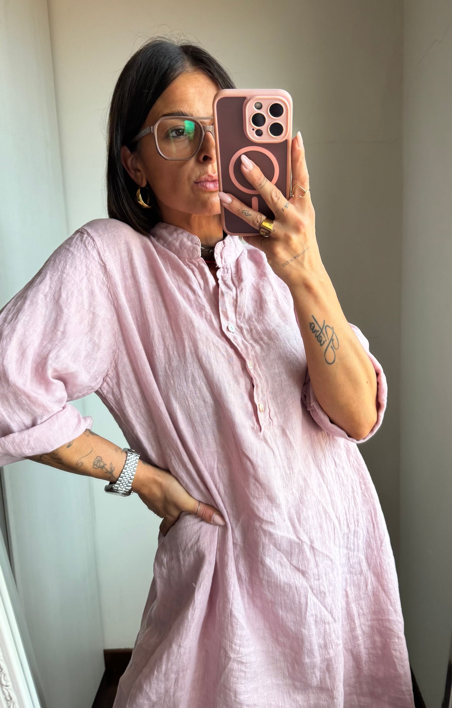Abito a camicia in lino