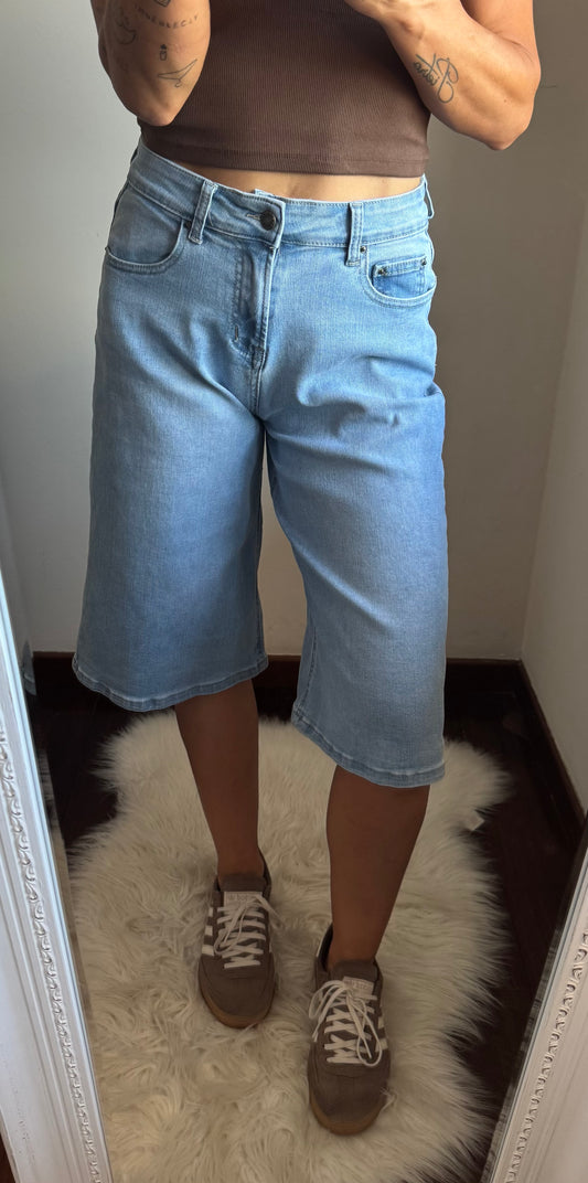 Bermuda in denim elasticizzato