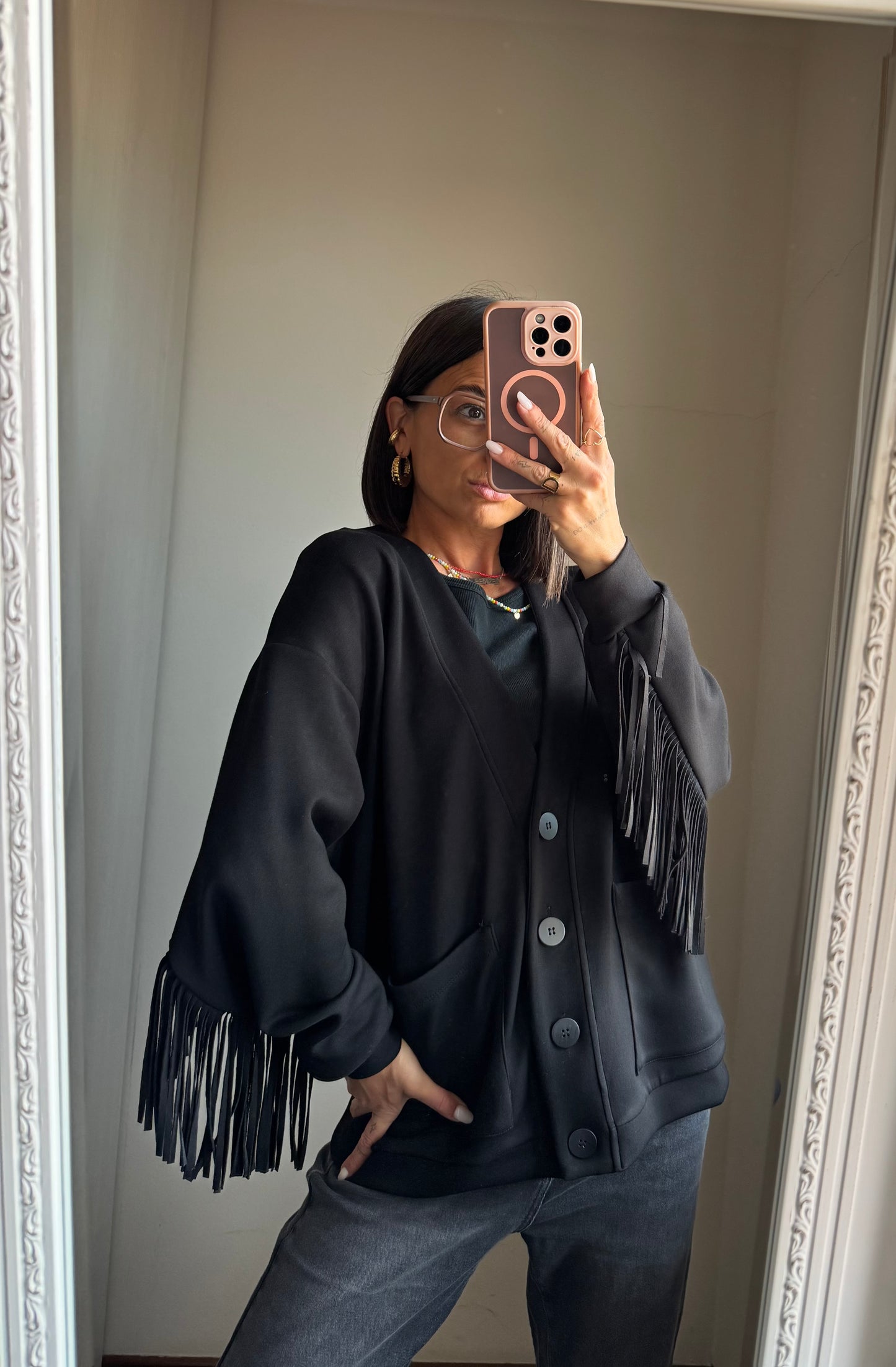 Cardigan frange Lumina
