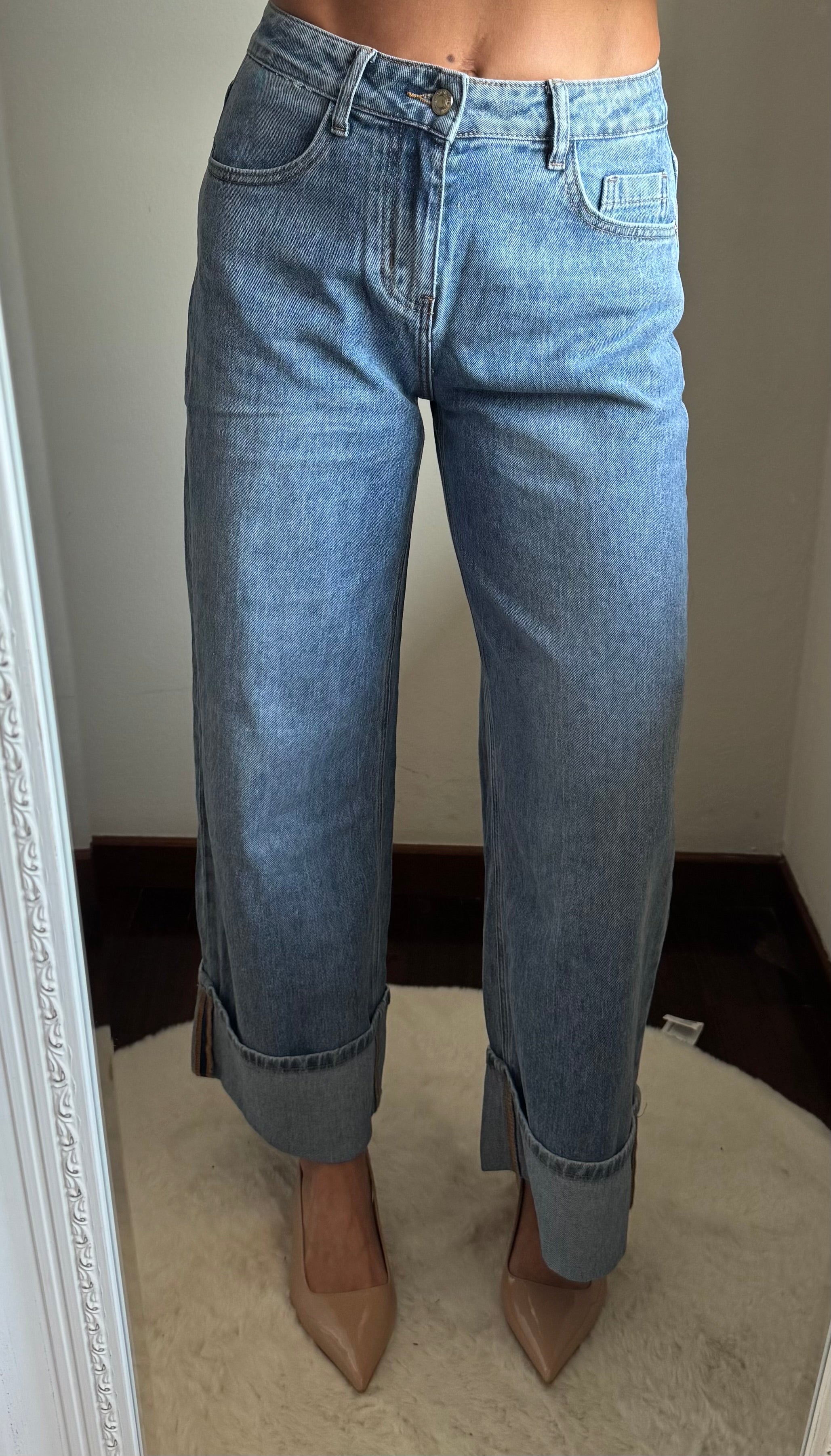 Jeans WIDE LEG con risvolto