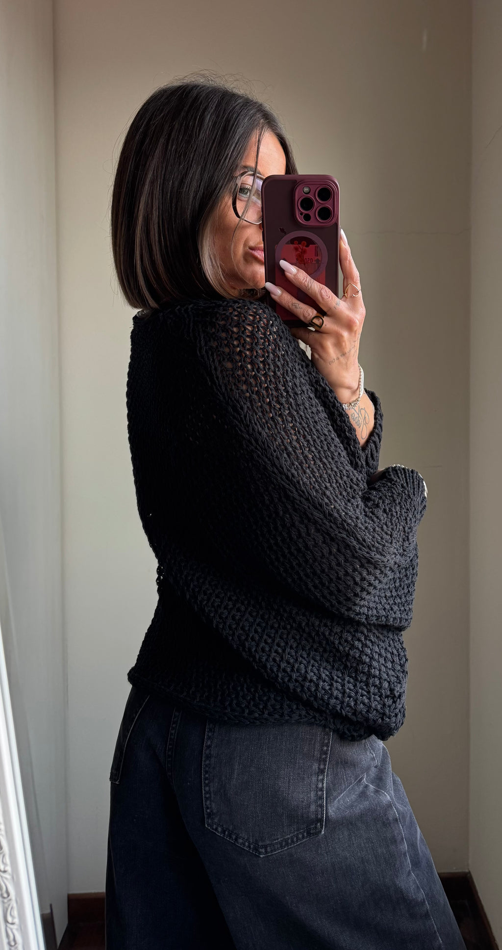 Maglia traforata incrocio