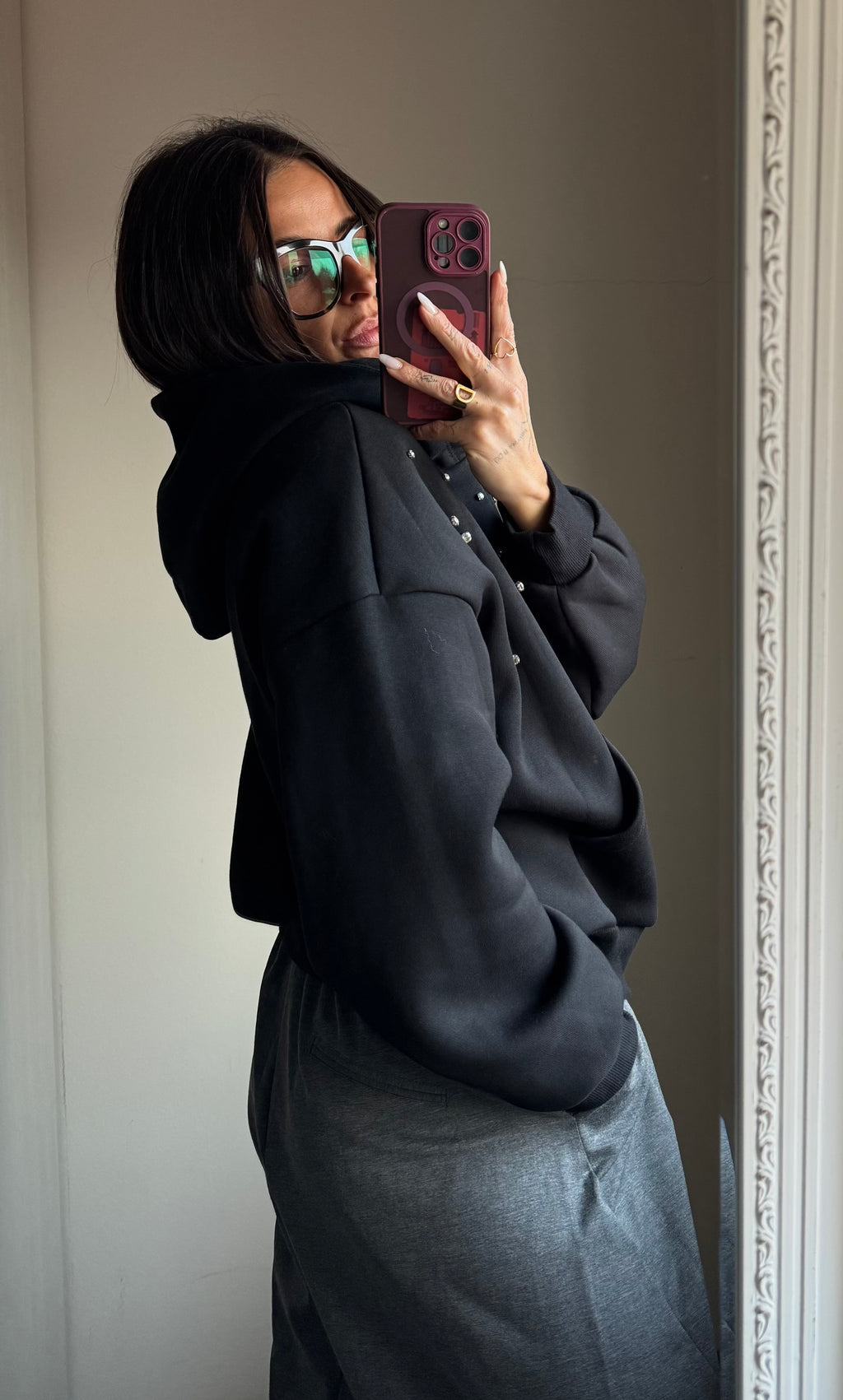 Felpa strass con zip Lumina