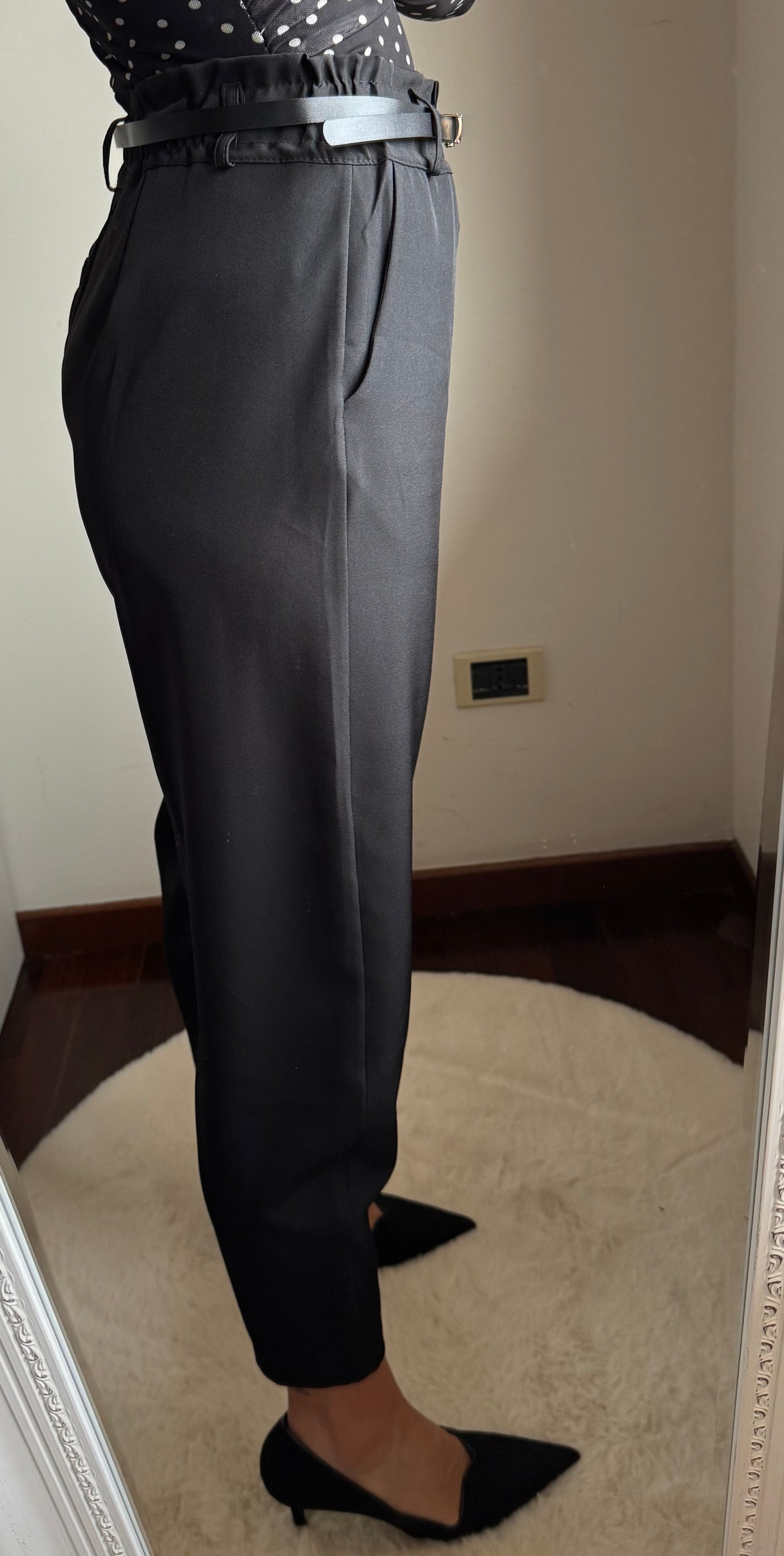 Pantalone a caramella nero Camilla