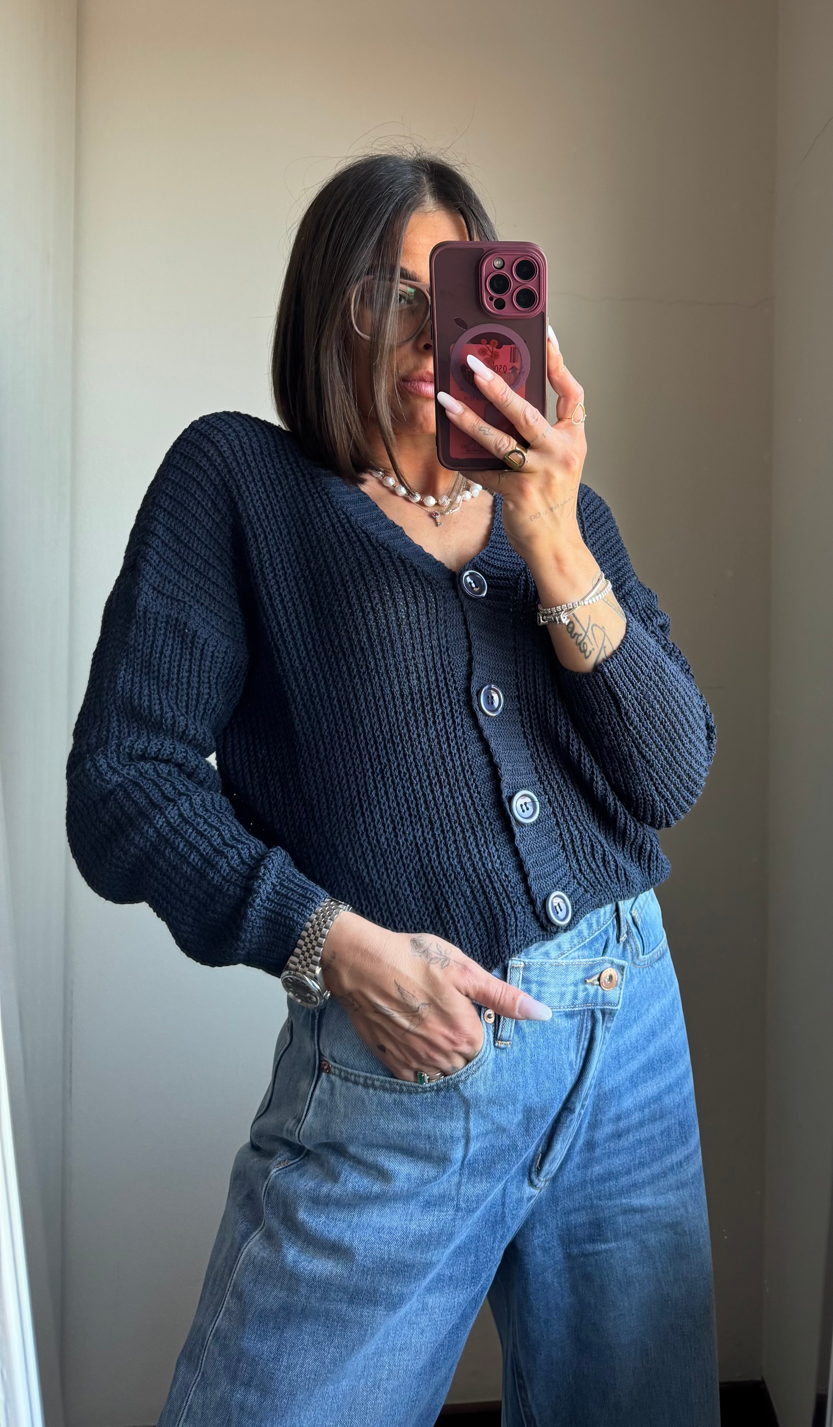Cardigan basic cotone
