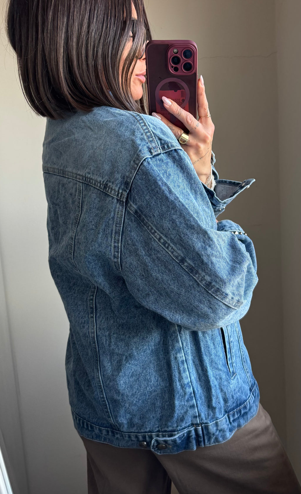 Giacca denim borchie