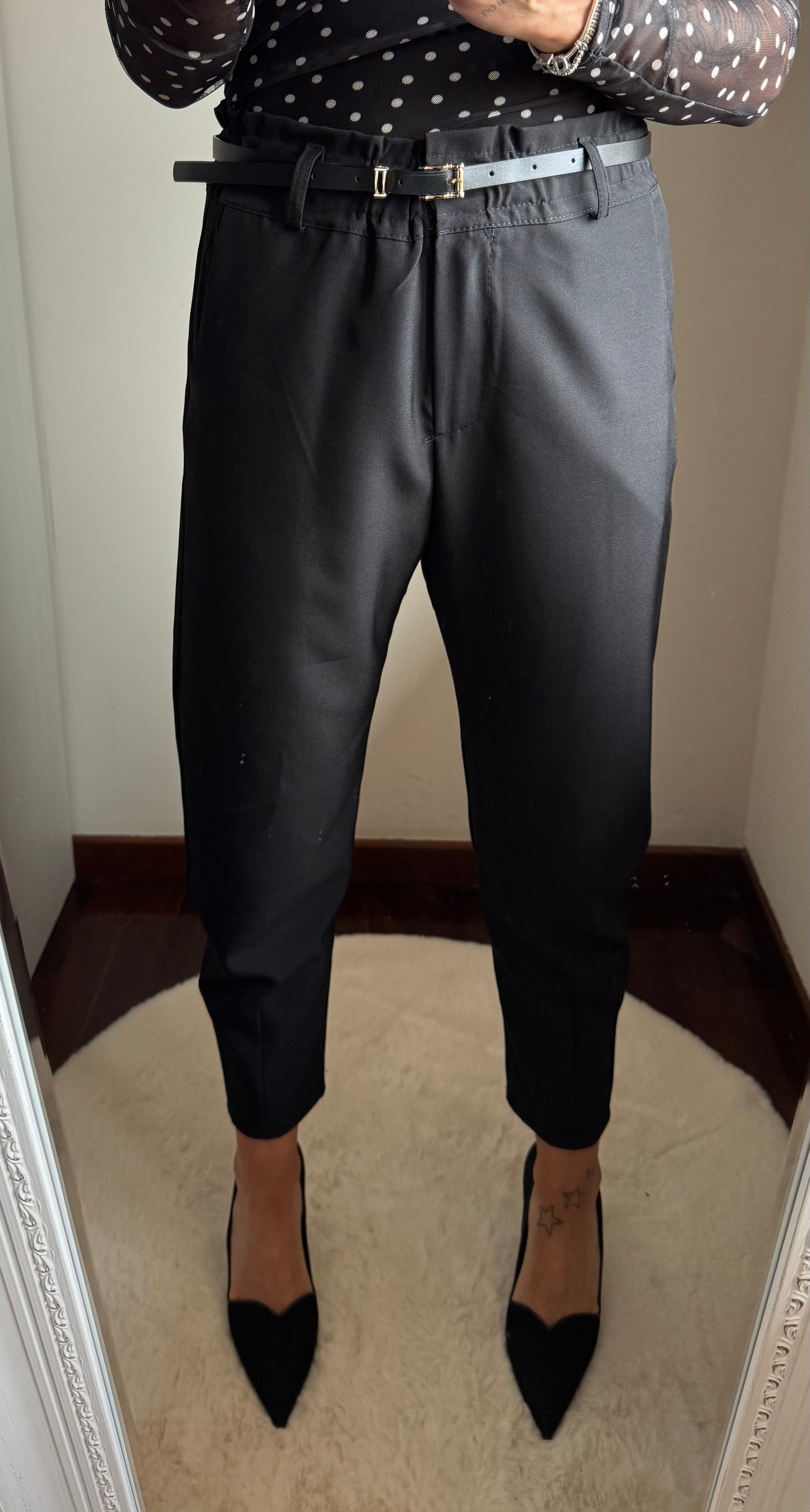 Pantalone a caramella nero Camilla