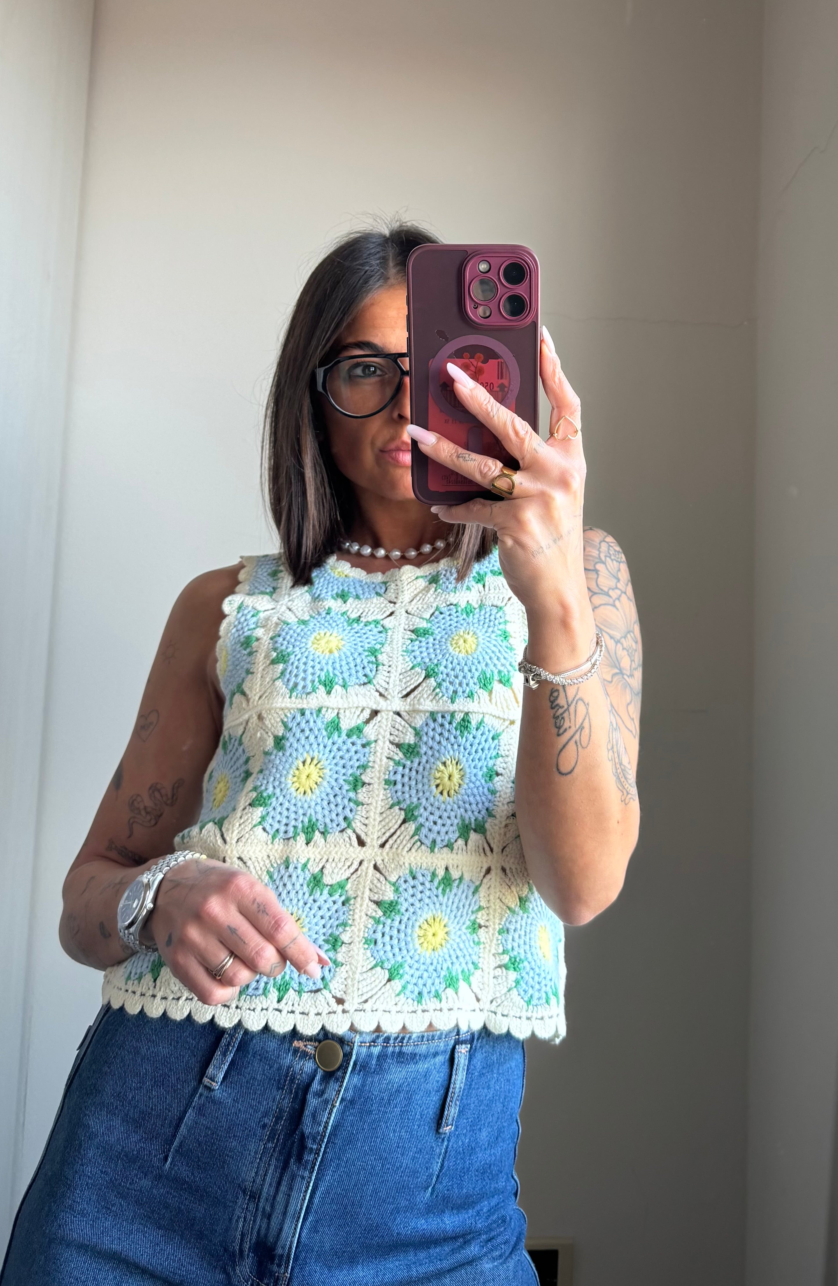 Top in maglia crochet