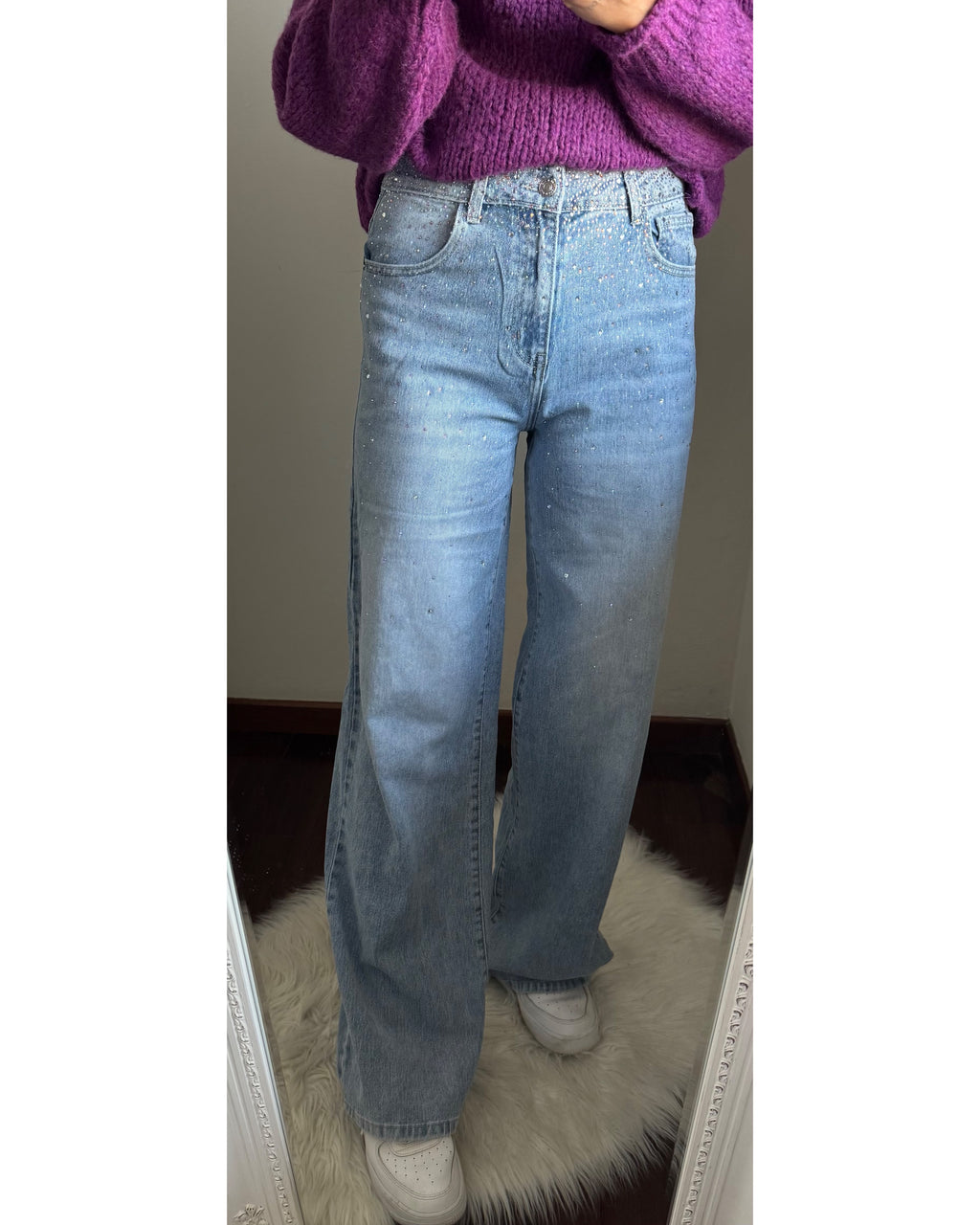 Jeans a palazzo strass