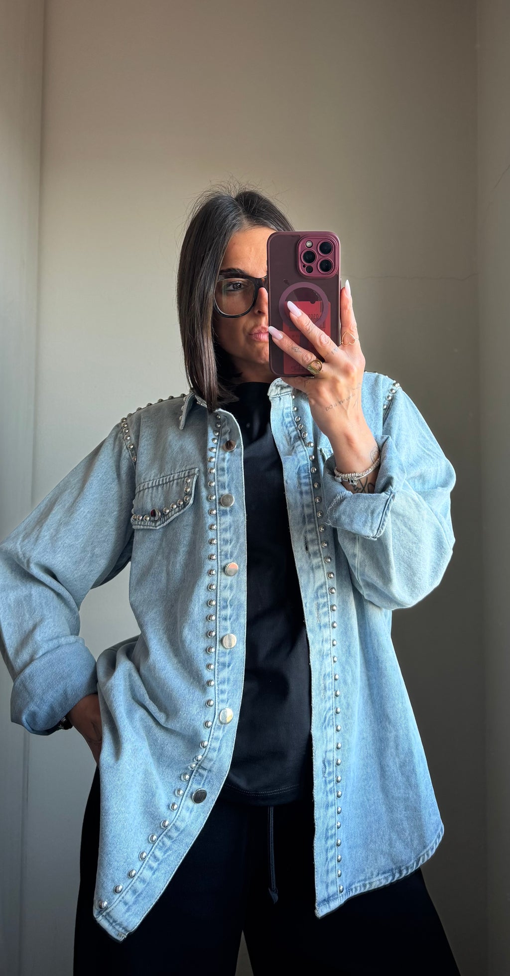 Giacca a camicia borchie