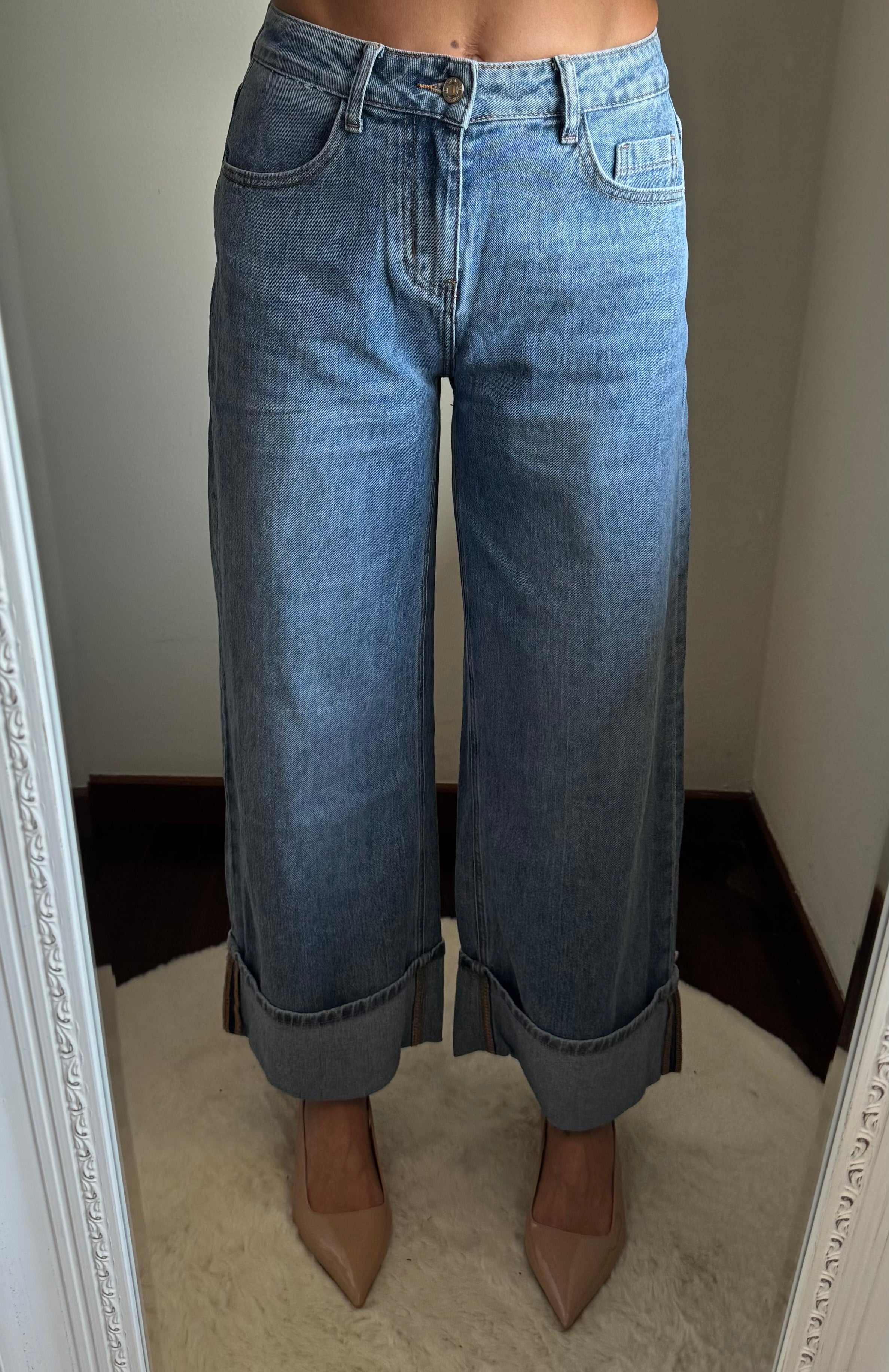 Jeans WIDE LEG con risvolto
