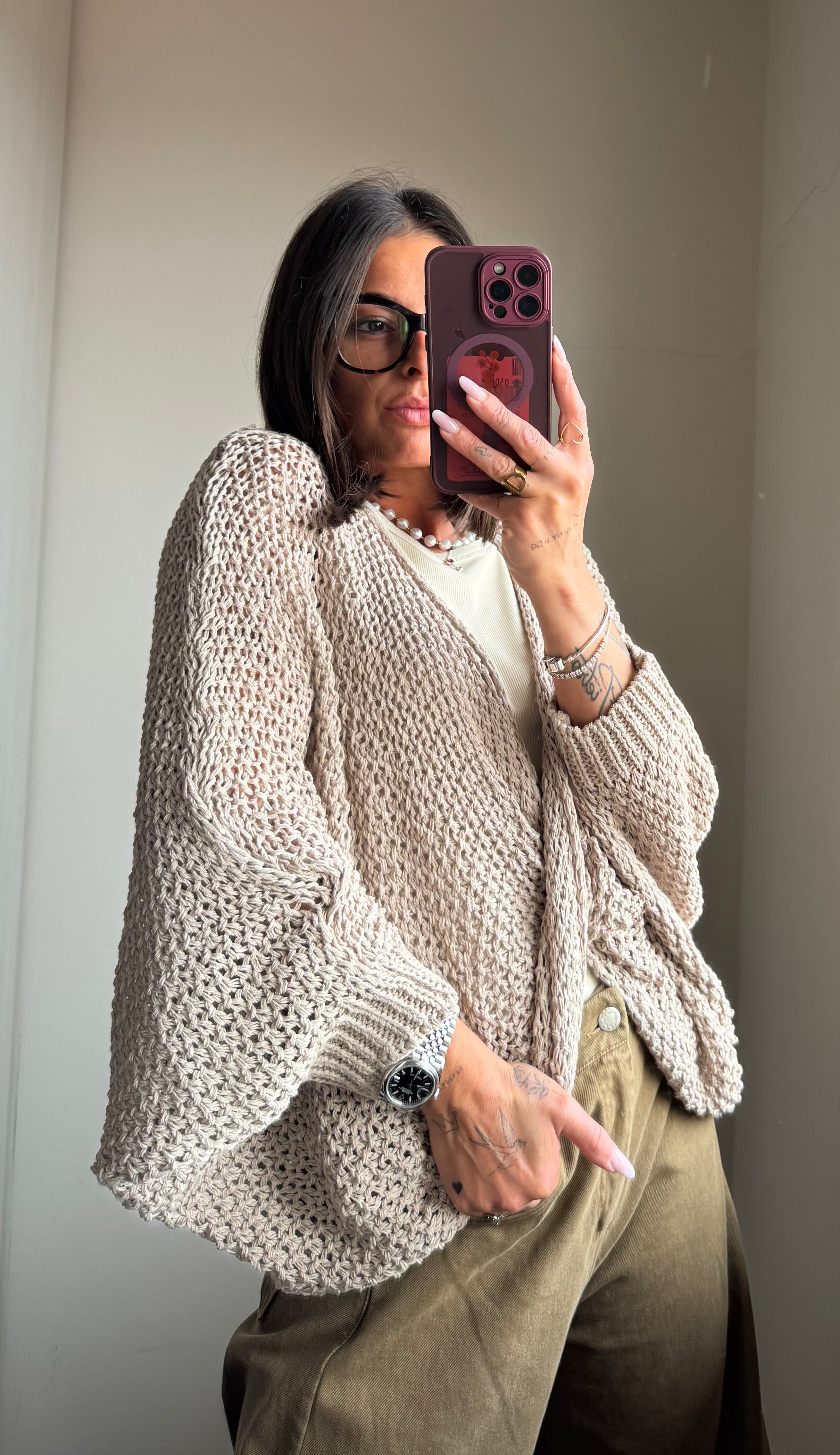 Maglia traforata incrocio