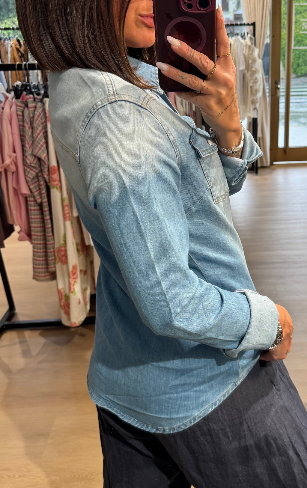 Camicia in denim sfiancata light blue