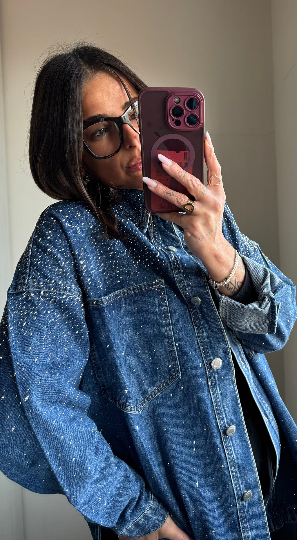 Giacca a camicia glitter