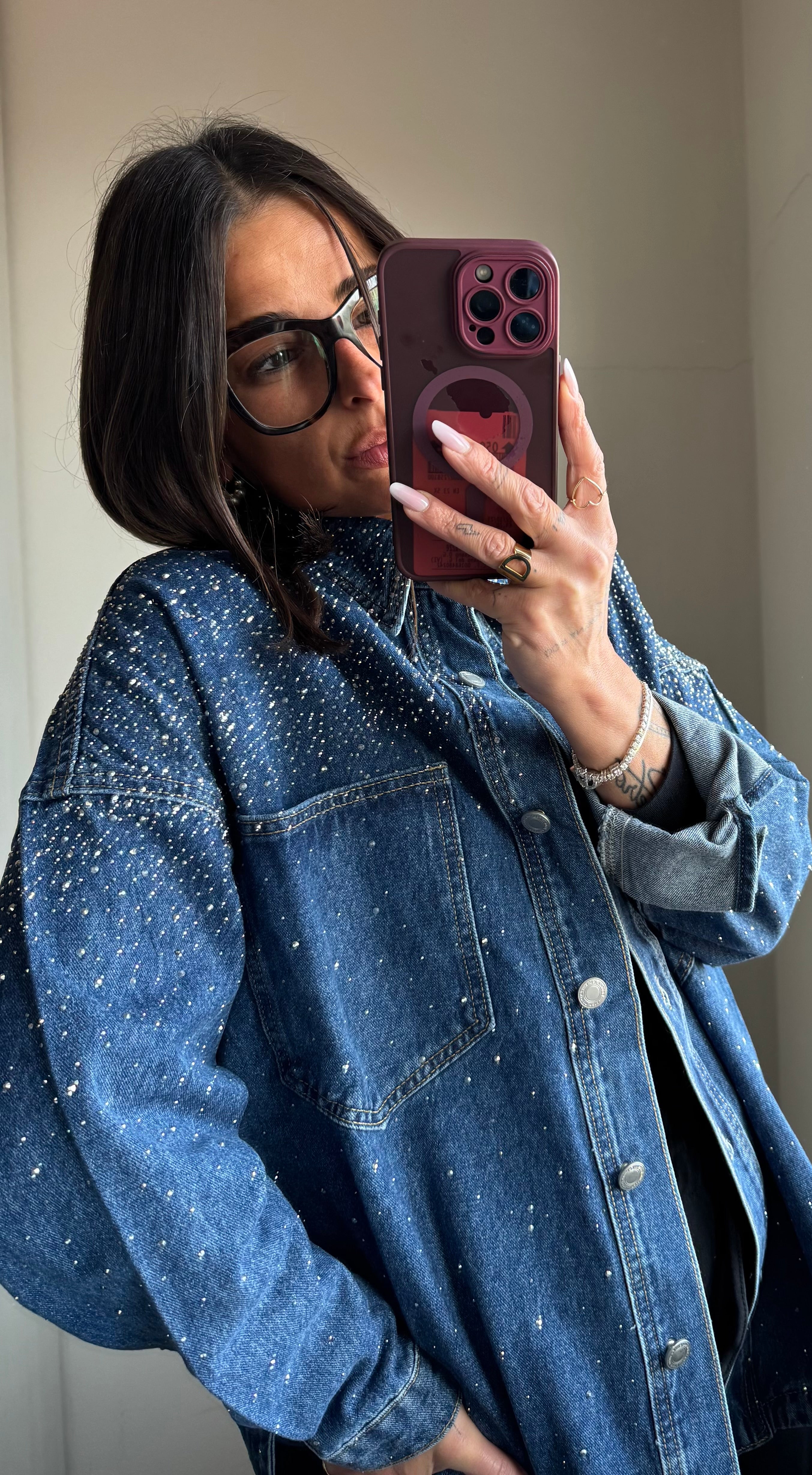 Giacca a camicia glitter