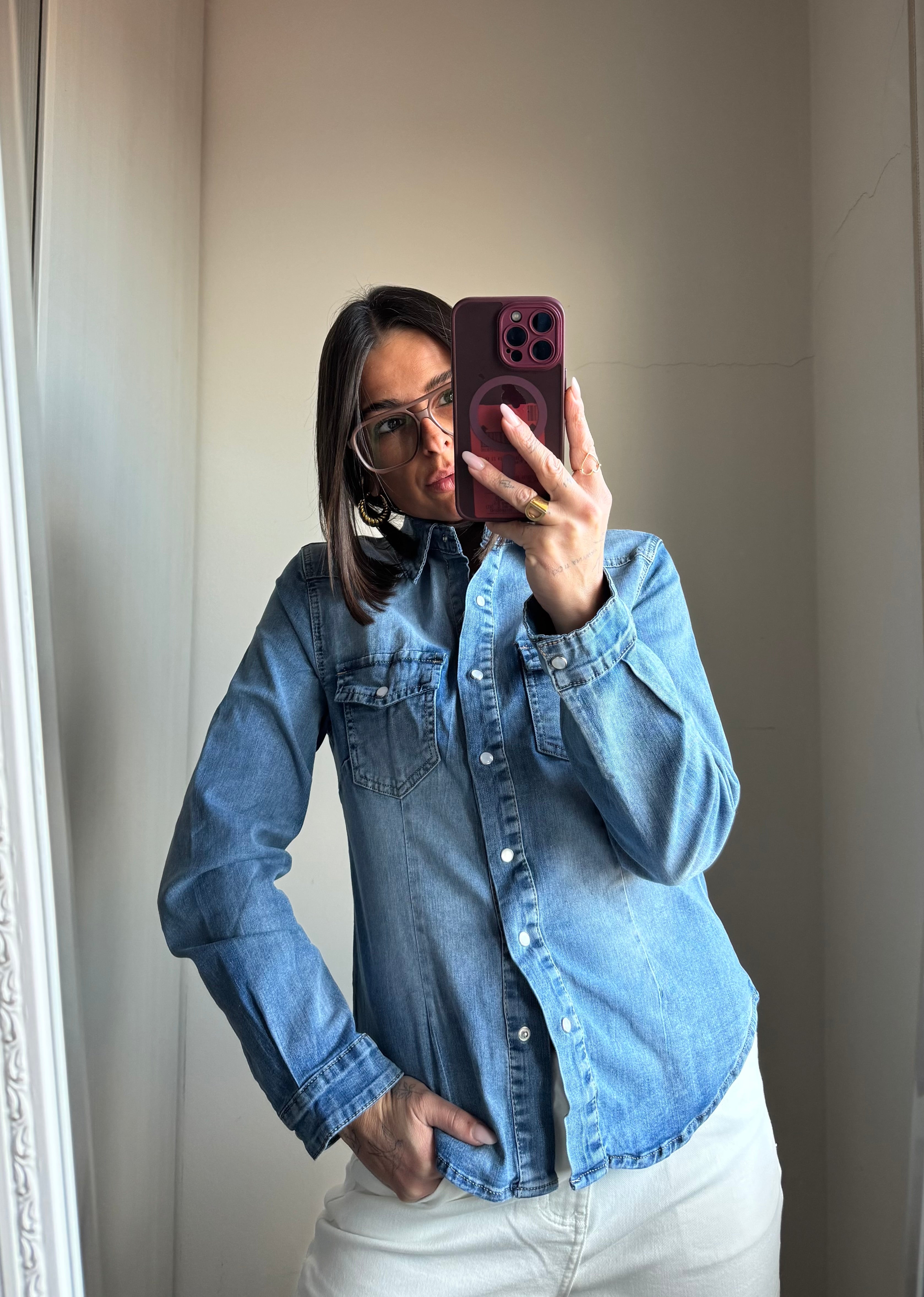 Camicia denim sfiancata