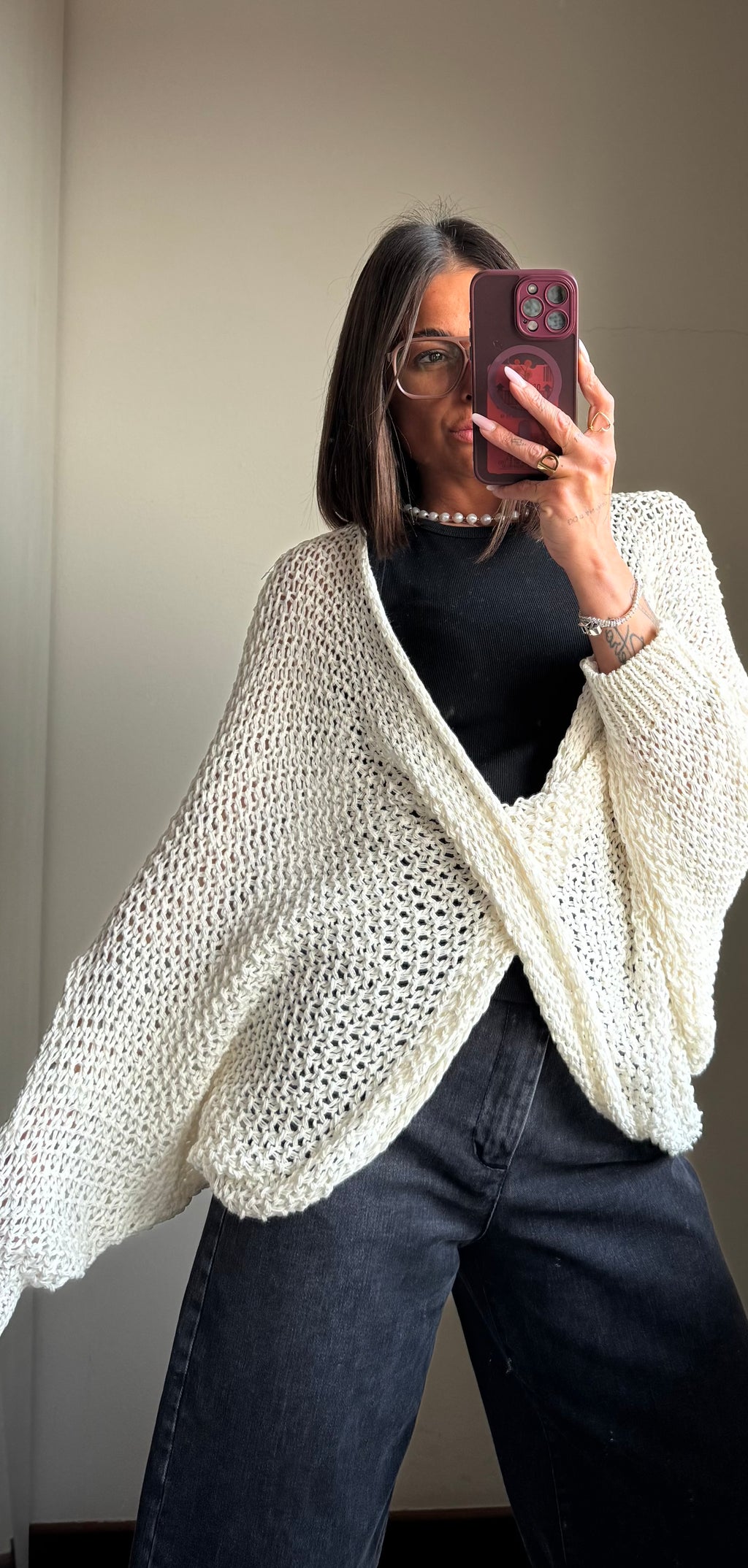 Maglia traforata incrocio